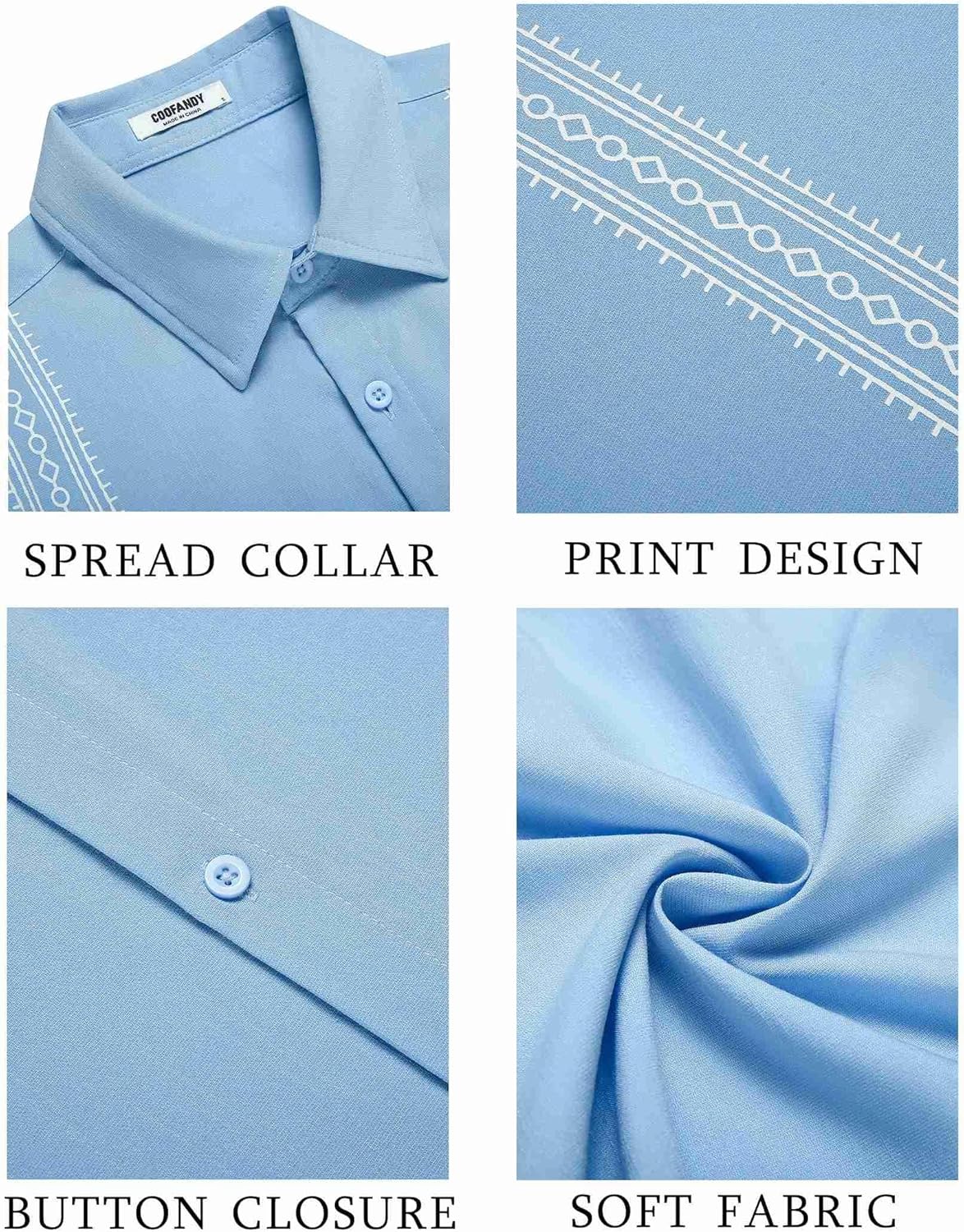 COOFANDY Men's Cuban Guayabera Shirt Short Sleeve Button Down Shirts Casual Summer Beach Shirts - Image 6