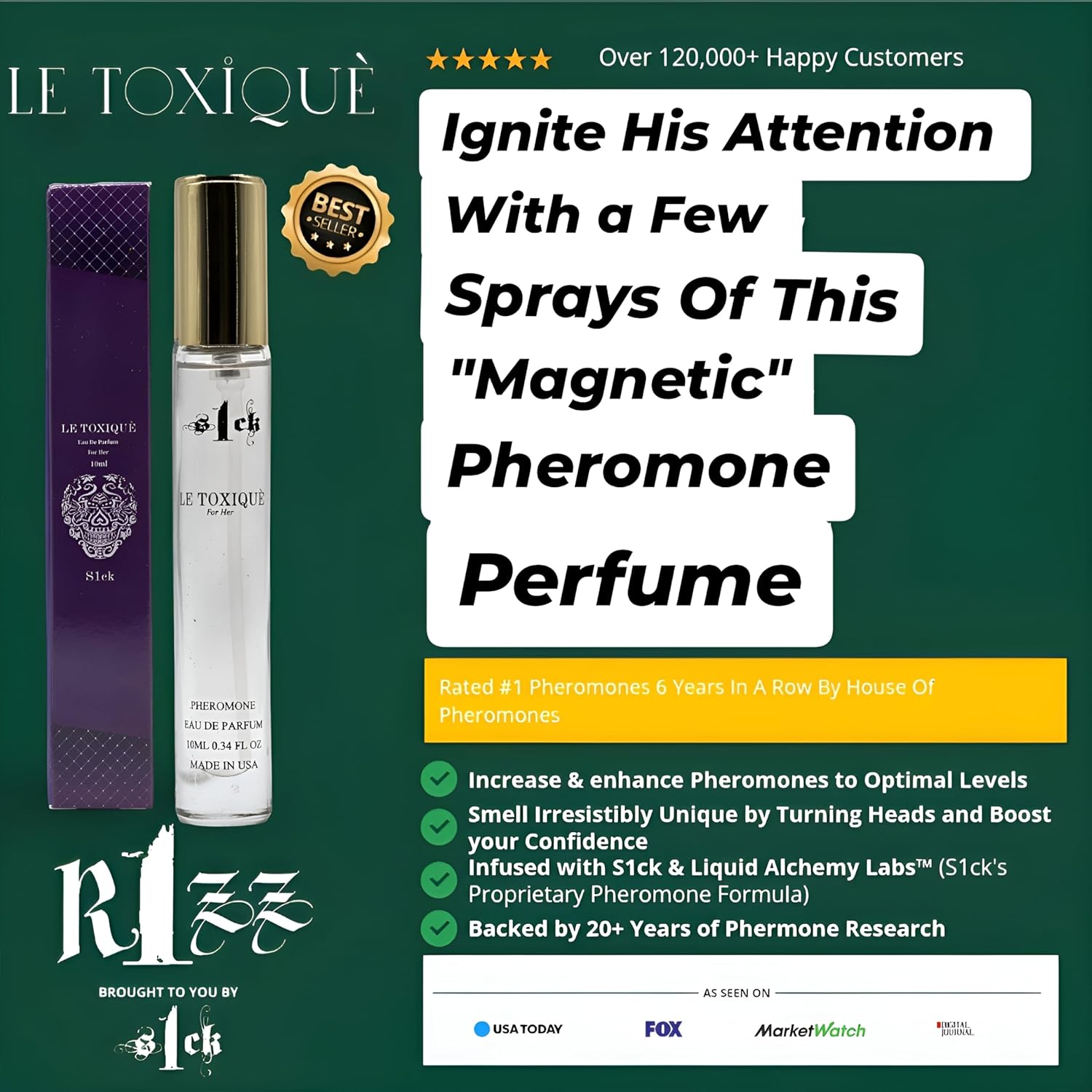 Le Toxique Pheromone-Infused Perfume for Women Raw Pheromones Attraction & Confidence USA-Made Bold Strength Scent for Her - Image 3