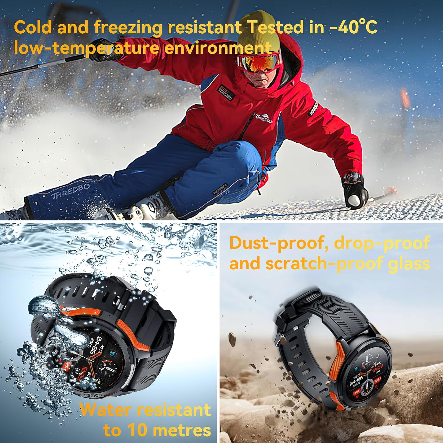 OUKITEL Smart Watch, 5ATM Waterproof Military Smart Watches for Men with Bluetooth Call (Answer/Dial Call), 1.43'' Outdoor Tactical Fitness Tracker Watch with 123 Sports Moeds for Android iOS Phone - Image 3