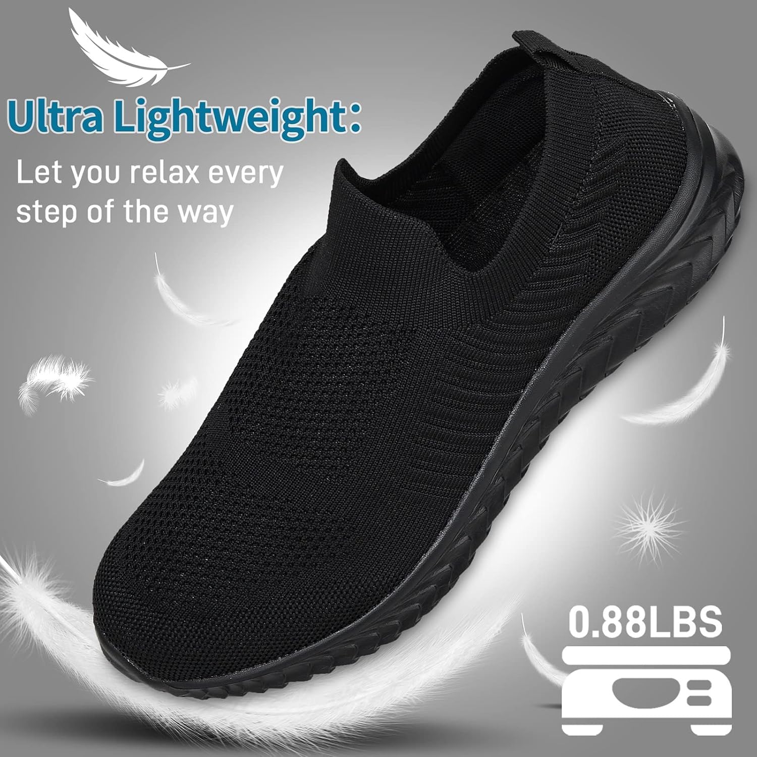 JIAFO Mens Shoes Walking Shoes for Men Mens Slip On Shoes Sneakers for Men, Casual Athletic Running, Lightweight Breathable Mesh Knit - Image 5