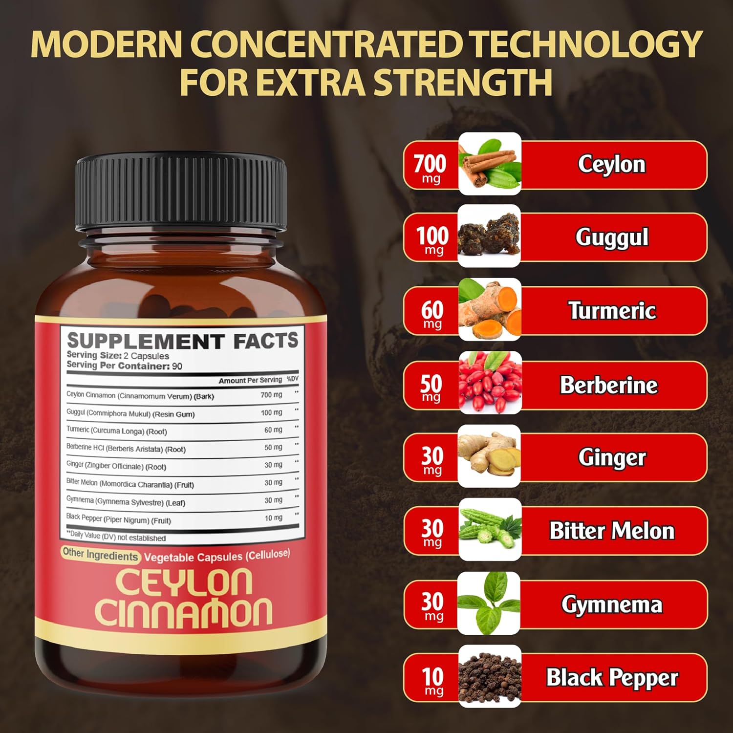Premium Ceylon Cinnamon with Berberine Supplement - 8in1 Turmeric, Ginger, Gymnema & More - Body, Heart & Immune Support - 180 Capsules - Image 3