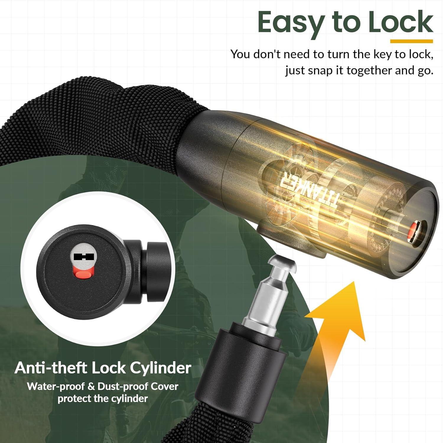 Titanker Heavy Duty Bicycle Lock Chain with Keys - 3 Feet Anti-Theft Lock for Bikes, Motorcycles, Doors, Gates, Fences, Grills (6mm Thick) - Image 4