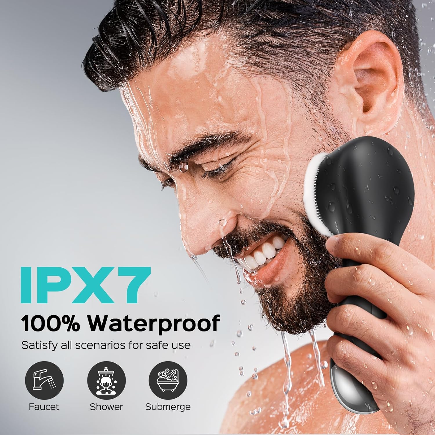 COSLUS Face Scrubber Facial Cleansing Brush: 2 in 1 Spin and Vibration Patented Tech, Silicone Electric Exfoliator Scrubber with Automatic Foaming, Waterproof Face Cleanser Brush for Men and Women - Image 8