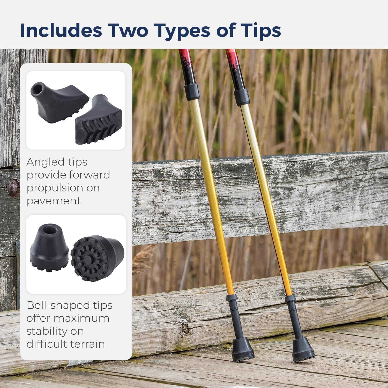 Drive Medical Summit Walking Poles, Adjustable Nordic Walking Poles for Women, Men, Seniors, Trekking Poles, Walking Stick Set with Ergonomic Handles and Two Types of Tips, Mountain Print - Image 7