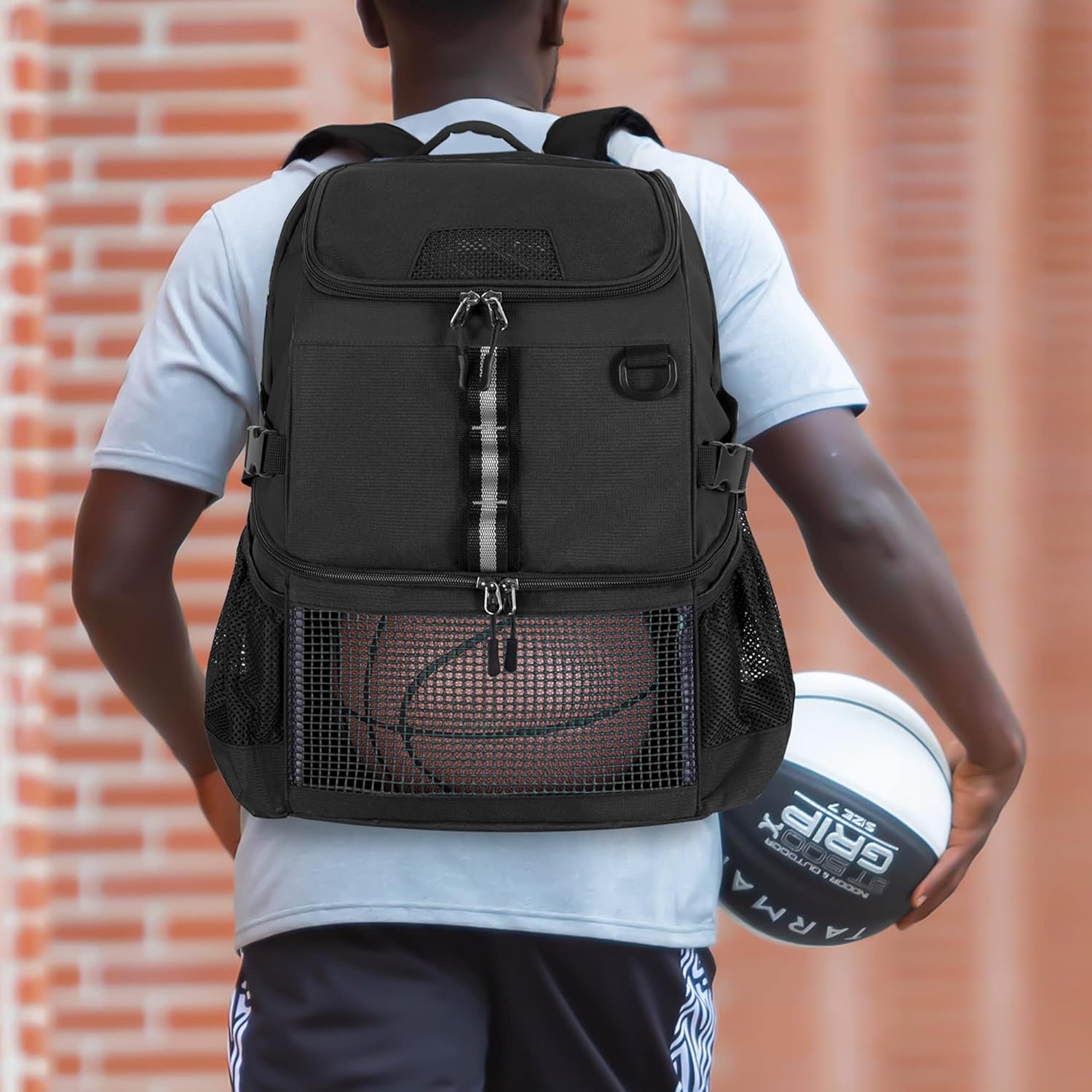 Basketball Bag, Soccer Equipment Bag with Ball & Shoe Compartment for Soccer Ball, Volleyball, Gym, Outdoor, Travel - Image 6