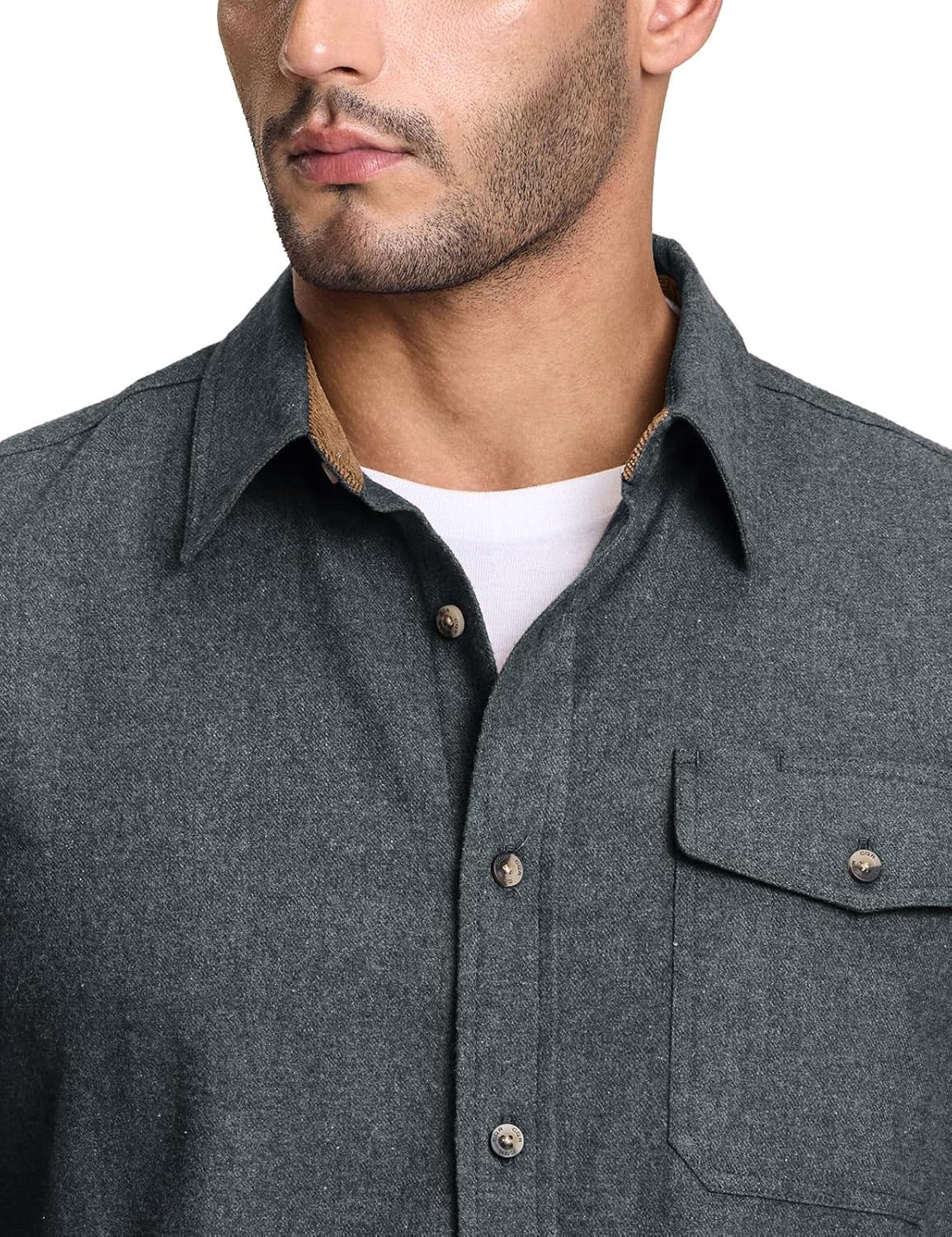 CQR Men's All Cotton Flannel Shirt, Long Sleeve Casual Button Down Plaid Shirt, Brushed Soft Outdoor Tactical Work Shirts - Image 6