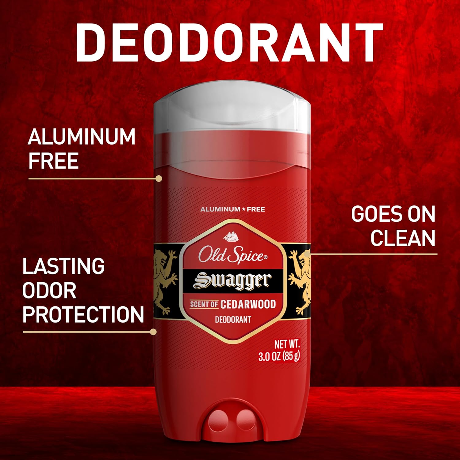 Old Spice Aluminum Free Deodorant for Men, 24/7 Odor Protection, 24/7 Lasting Freshness, Red Collection, Swagger with Cedarwood Scent, 3.8 oz (Pack of 3) - Image 3