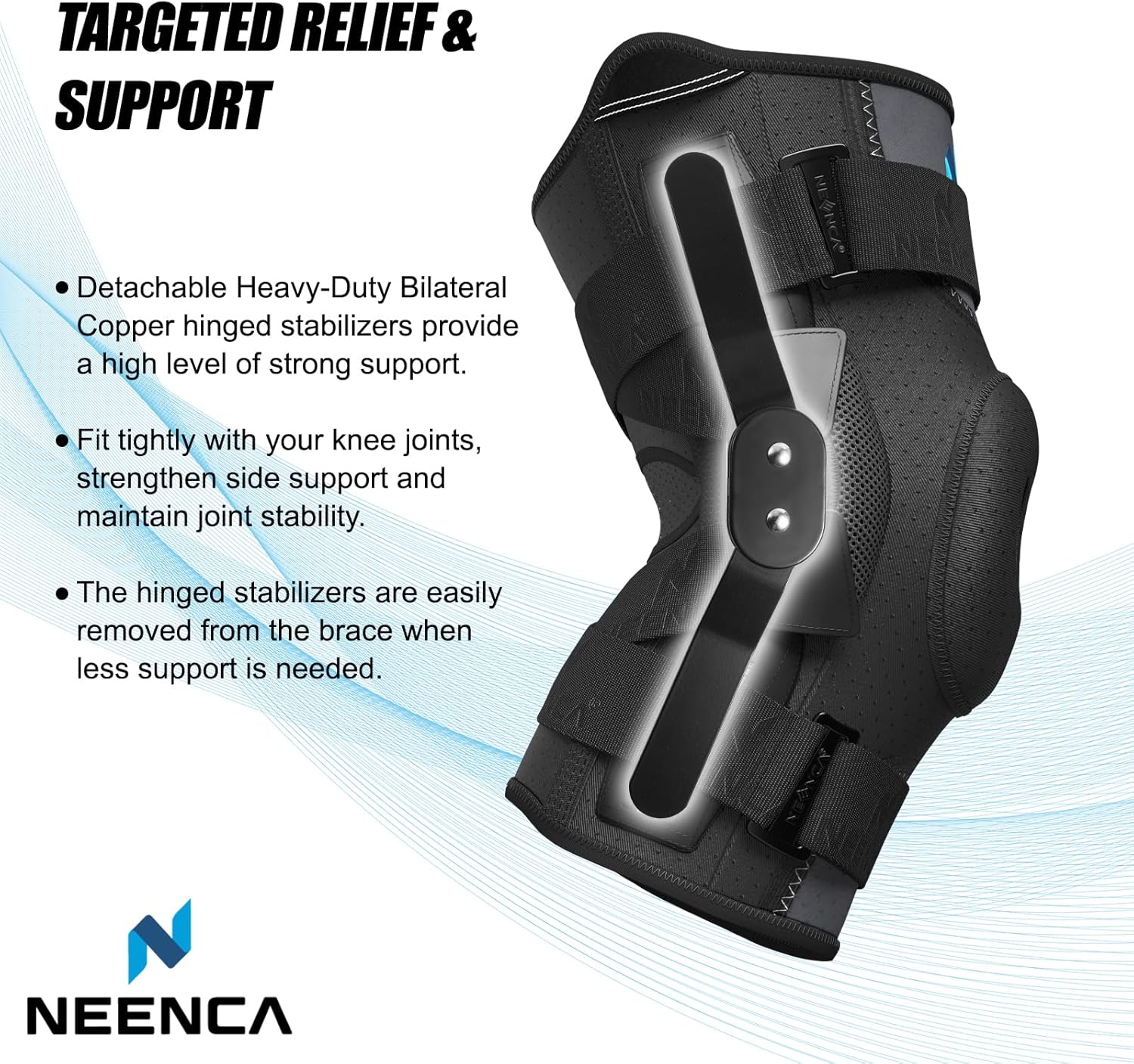 NEENCA Professional Knee Brace for Knee Pain, Hinged Knee Support with Patented X-Straps Fiting System, Strong Stability for Joint Pain Relief, Arthritis, Meniscus Tear, ACL, PCL, MCL, Sports, Workout - Image 6