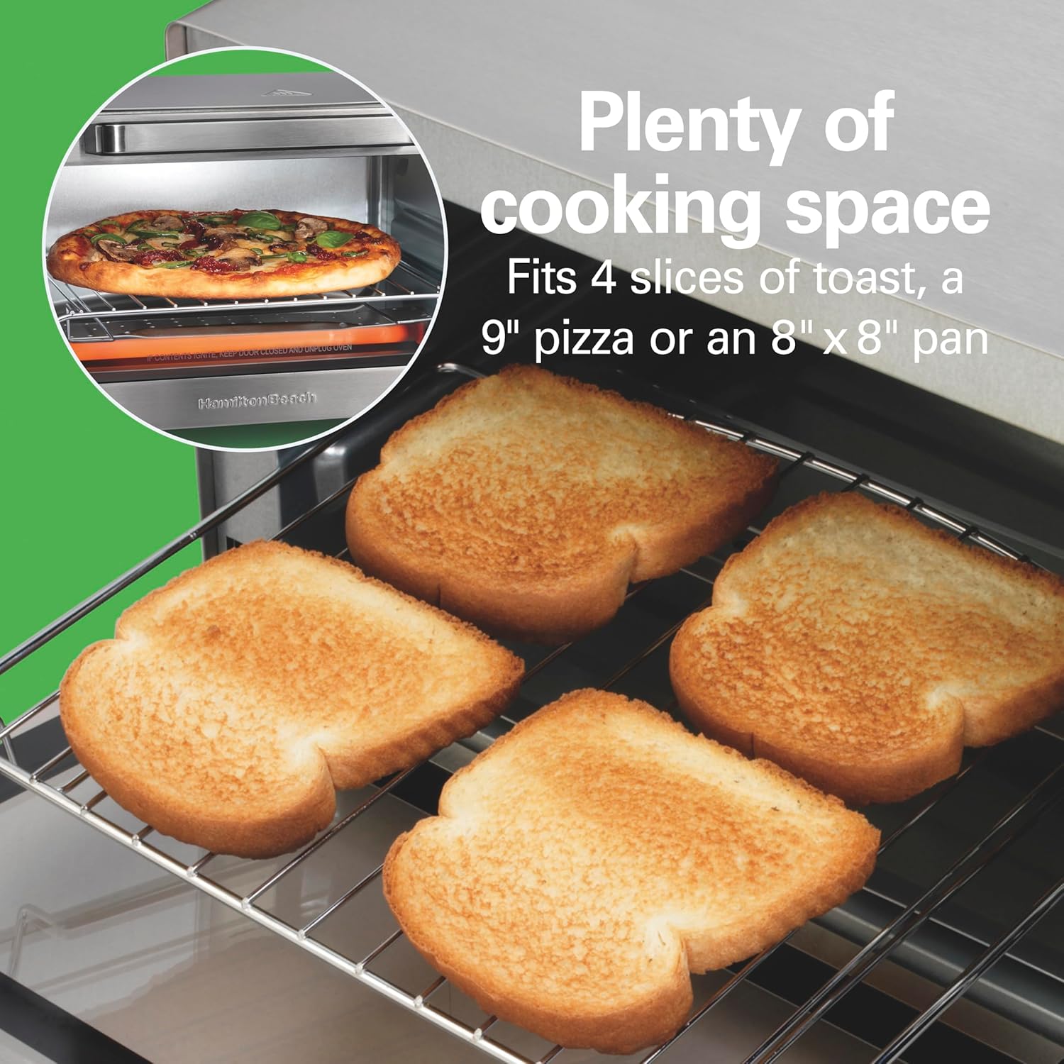 Hamilton Beach Sure-Crisp Air Fryer Toaster Oven Combo, Fits 9” Pizza, 4 Slice Capacity, Powerful Circulation, Auto Shutoff, Stainless Steel (31403) - Image 5