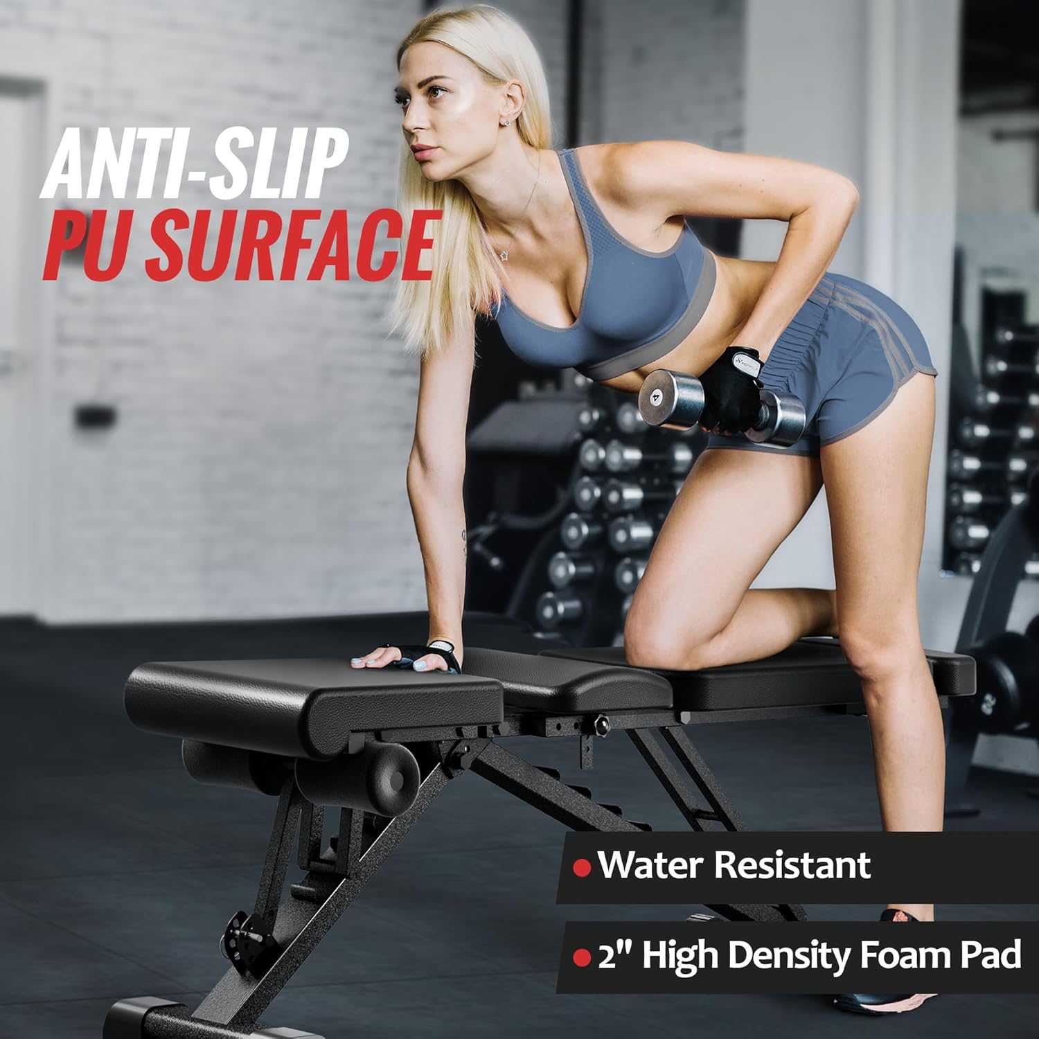 Adjustable Weight Bench for Home Gym with Headrest - Foldable Workout Bench Press, 800lb Capacity for Exercises Incline Flat Decline Sit-Ups - Image 8
