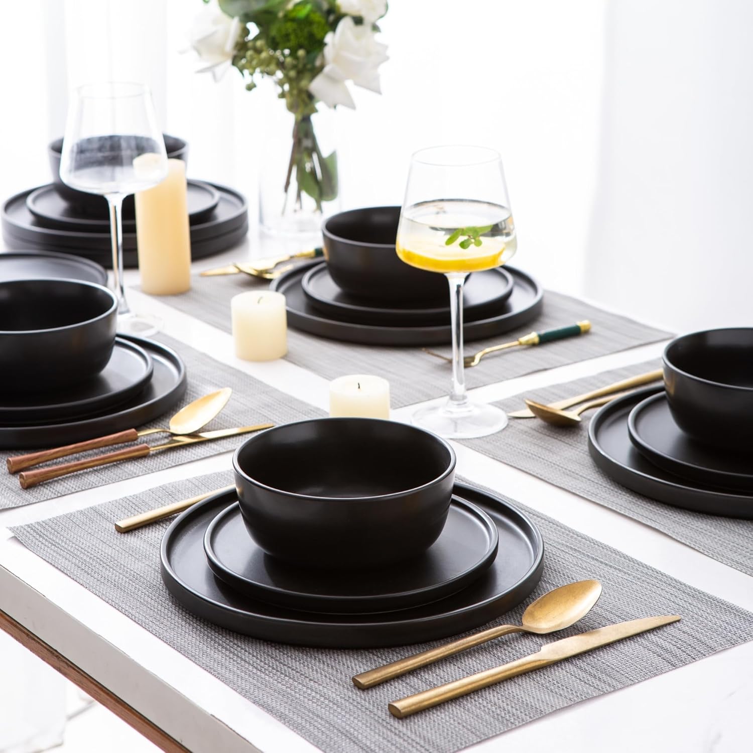 AmorArc Stoneware Dinnerware Sets for 4,Reactive Ceramic Plates and Bowls Set,Highly Chip and Crack Resistant | Dishwasher & Microwave Safe | Round Dishes Set Service for 4 (12pc) - Image 7
