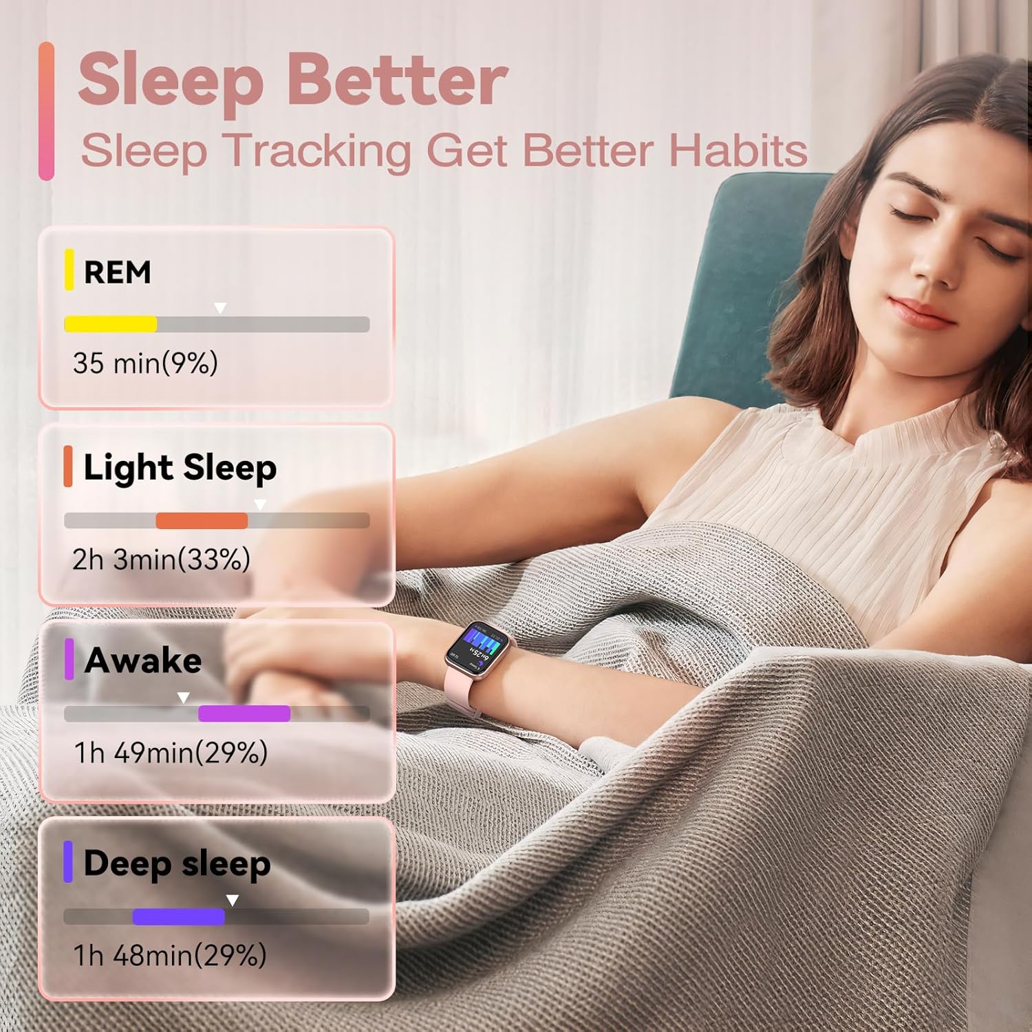 Smart Watches for Women, Alexa Built-in Fitness Watch with 1.8" LCD Screen & Bluetooth Call (Make/Answer), Heart Rate/SpO2/Sleep Monitor, 100 Sports, IP68 Waterproof Smartwatch for Apple Android - Image 7