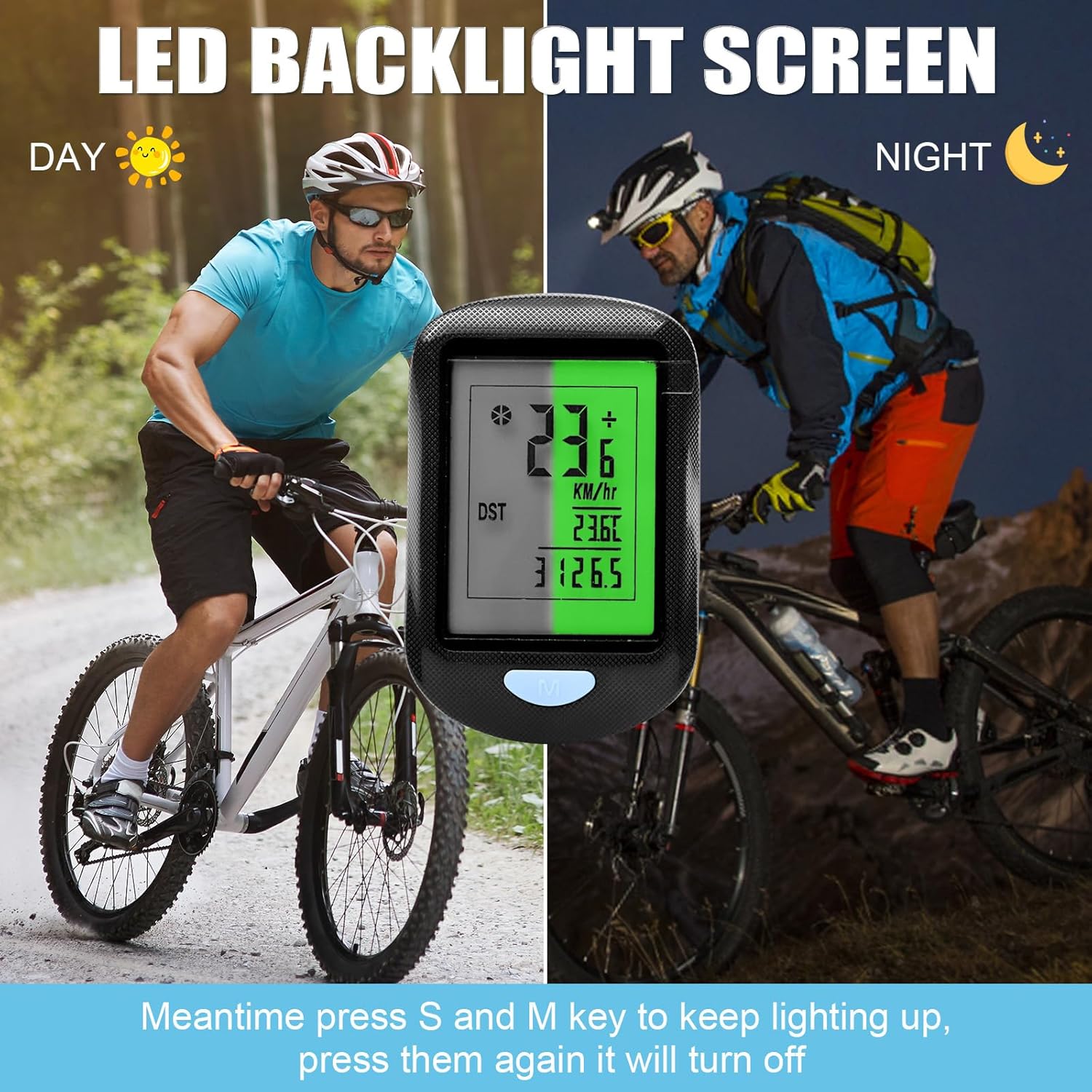 CYFIE Bike Computer Wireless, Multi-Functions Waterproof Bike Odometer and Speedometer mph, Cycling Speed Tracker with 2.9'' LCD Screen Backlight, Valentine's Gift for Bicyclist, Men, Women, Kids - Image 5