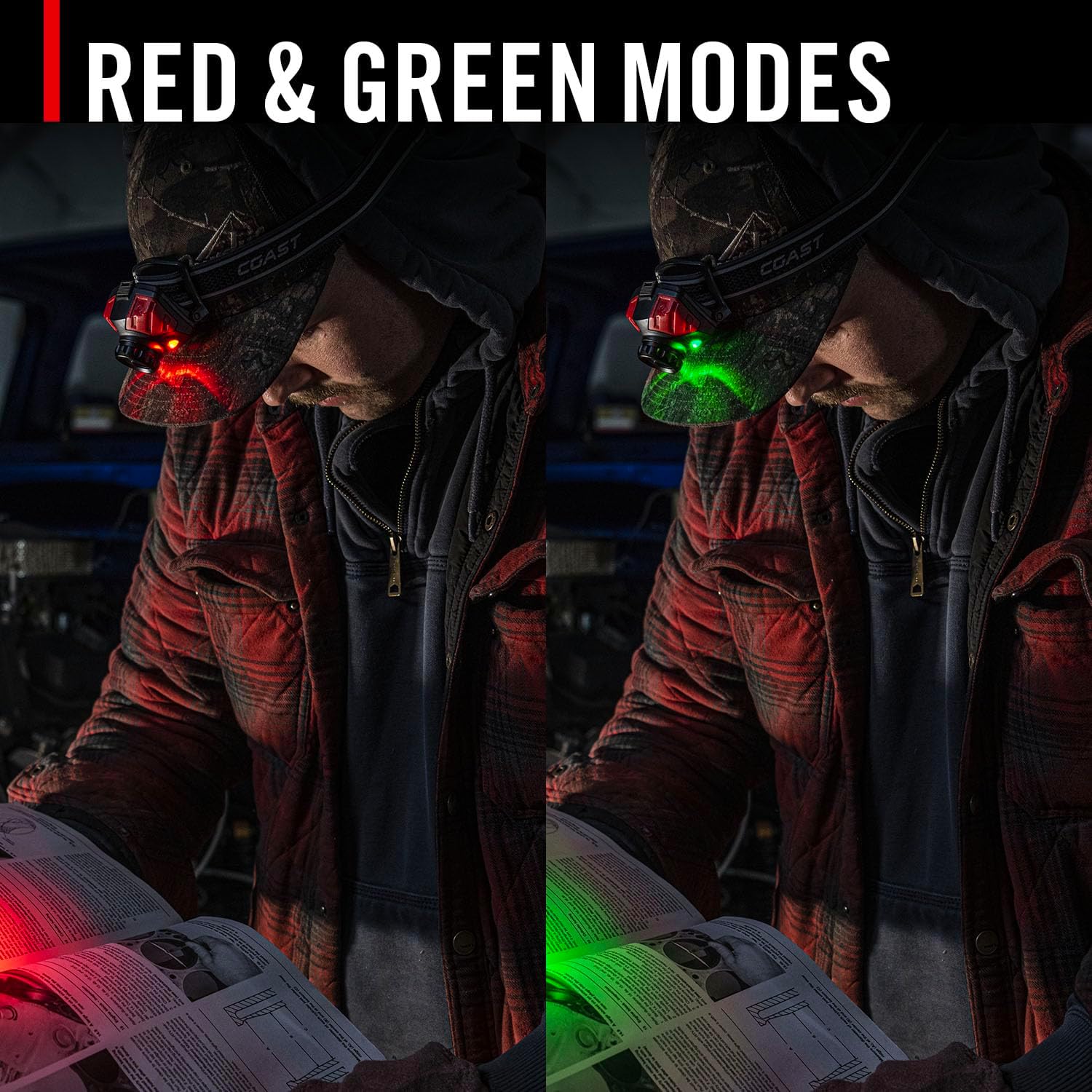 Coast® FL85R 1000 Lumen Tri-Color (White/Red/Green) Focusing Rechargeable LED Headlamp, Built-in Rechargeable Battery - Image 8