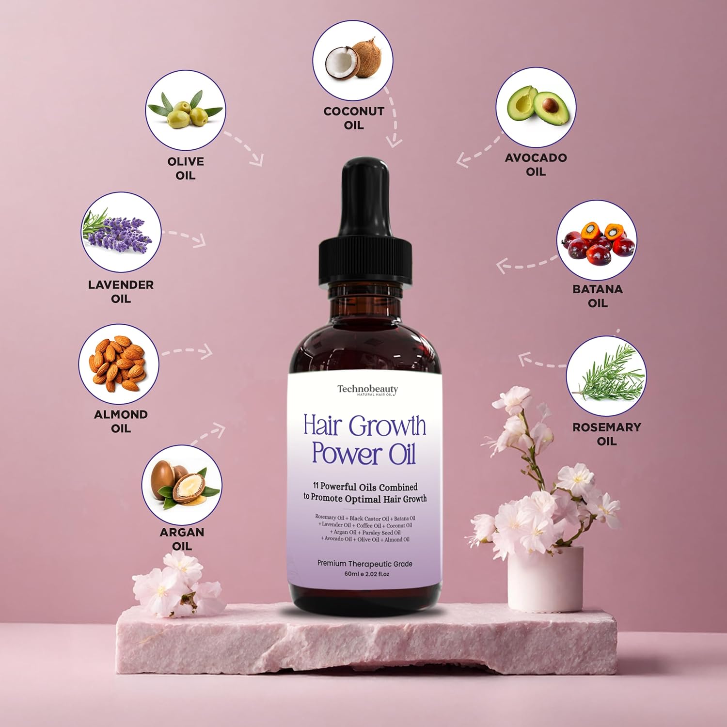 Rosemary Oil With Black Castor, Batana, Lavender, Coffee, Coconut, Argan, Avocado, Olive, Almond & Parsley Seed Oil, 11 Oils Infused for Ultimate Hair Growth & Care for Stronger, Thicker Hair - Image 7