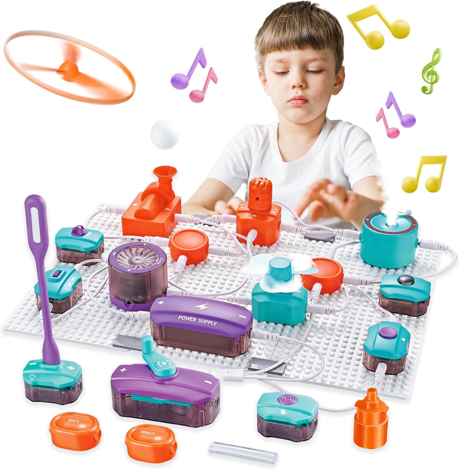 Circuit Board for Kids, 45 PCS DIY Electronics Exploration Kit With 100+ Projects, Physics Science Experiments, School Family STEM Educational Toy Gift for Kids 6+ - Image 2
