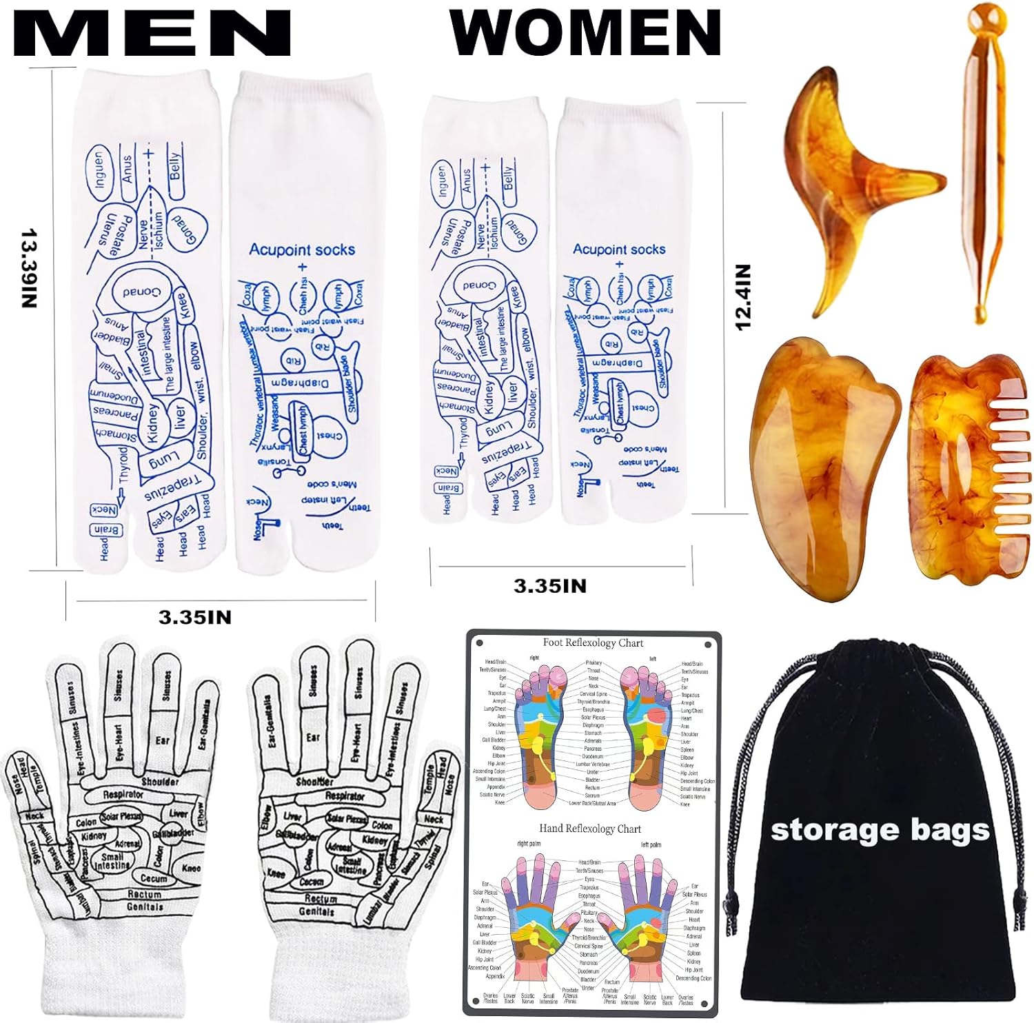Reflexology Socks with Gloves Tools Set, Foot Massager Socks with 4pc Massage Tool, Socks with Trigger Point Massage Tool, Socks Suitable for Men and Women - Image 7