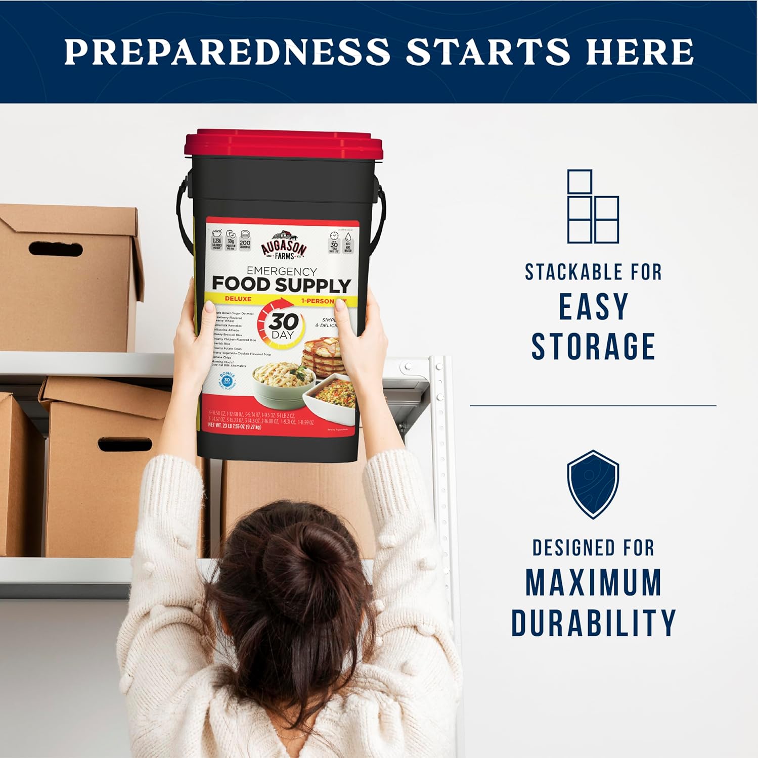 Augason Farms 30-Day 1-Person Standard Emergency Food Supply Kit, Survival Food, Just Add Water, 200 Servings - Image 5