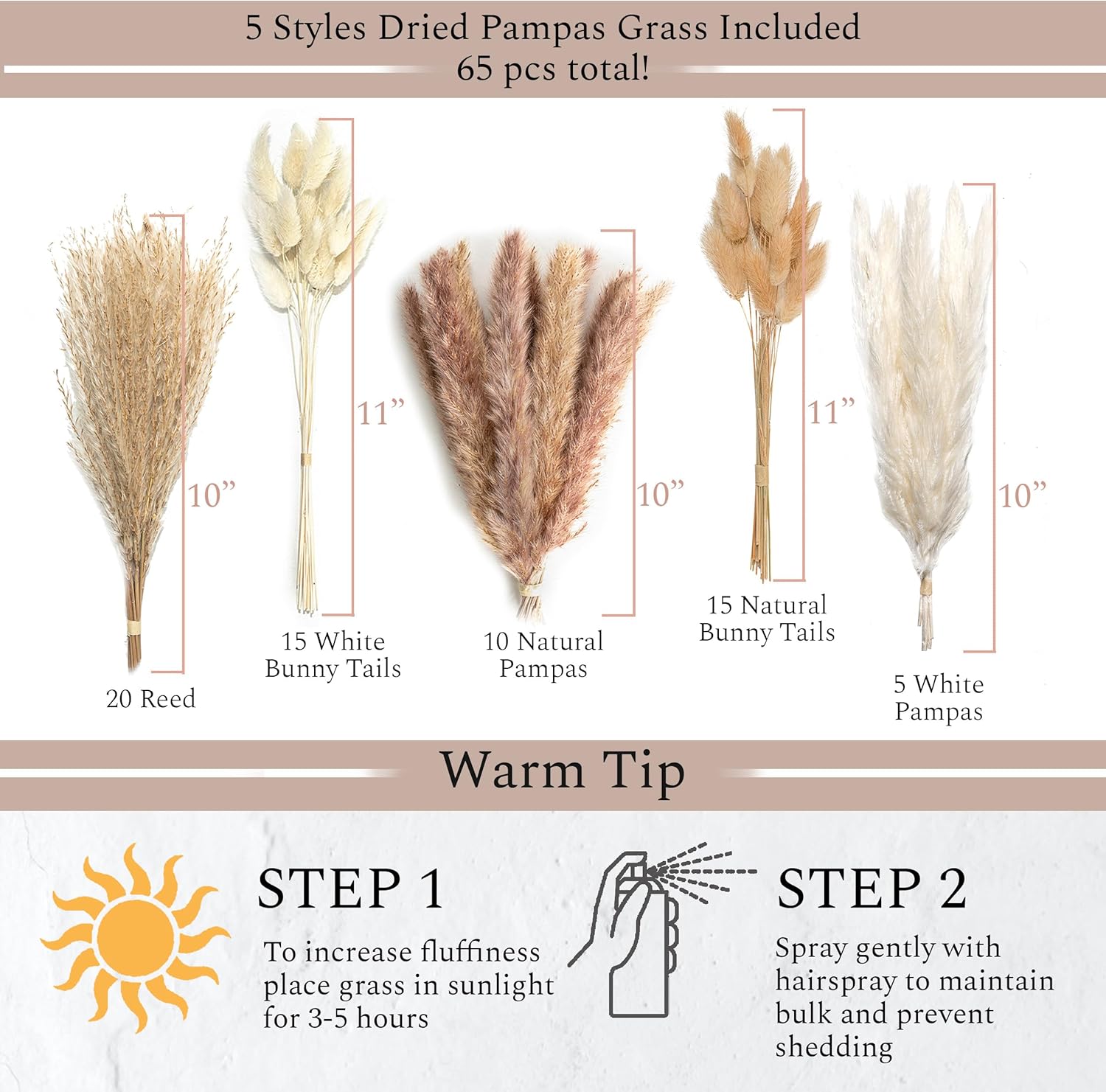 VELOVA Set of 3 White Ceramic Vase with 65 PCS Dried Pampas Grass Flowers Aesthetic Boho Modern Small Round Cute Vases for Decor Living Room Coffee Table Shelf Bedroom Office Desk Home Gifts Women Mom - Image 4