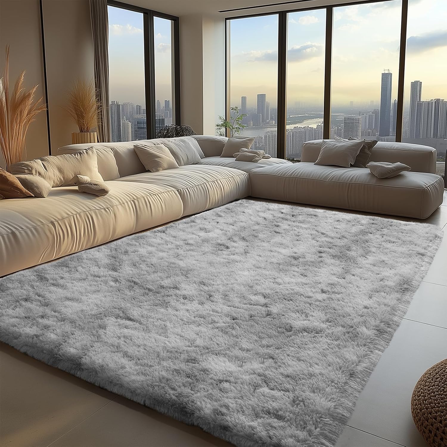 Zentavio Tie-Dyed Grey&White Area Rugs for Bedroom Living Room 4x6 Fluffy Shag Large Fuzzy Plush Soft Throw Rug Gray Large Shaggy Floor Big Carpets, Kids Home Decor Aesthetic Nursery - Image 10