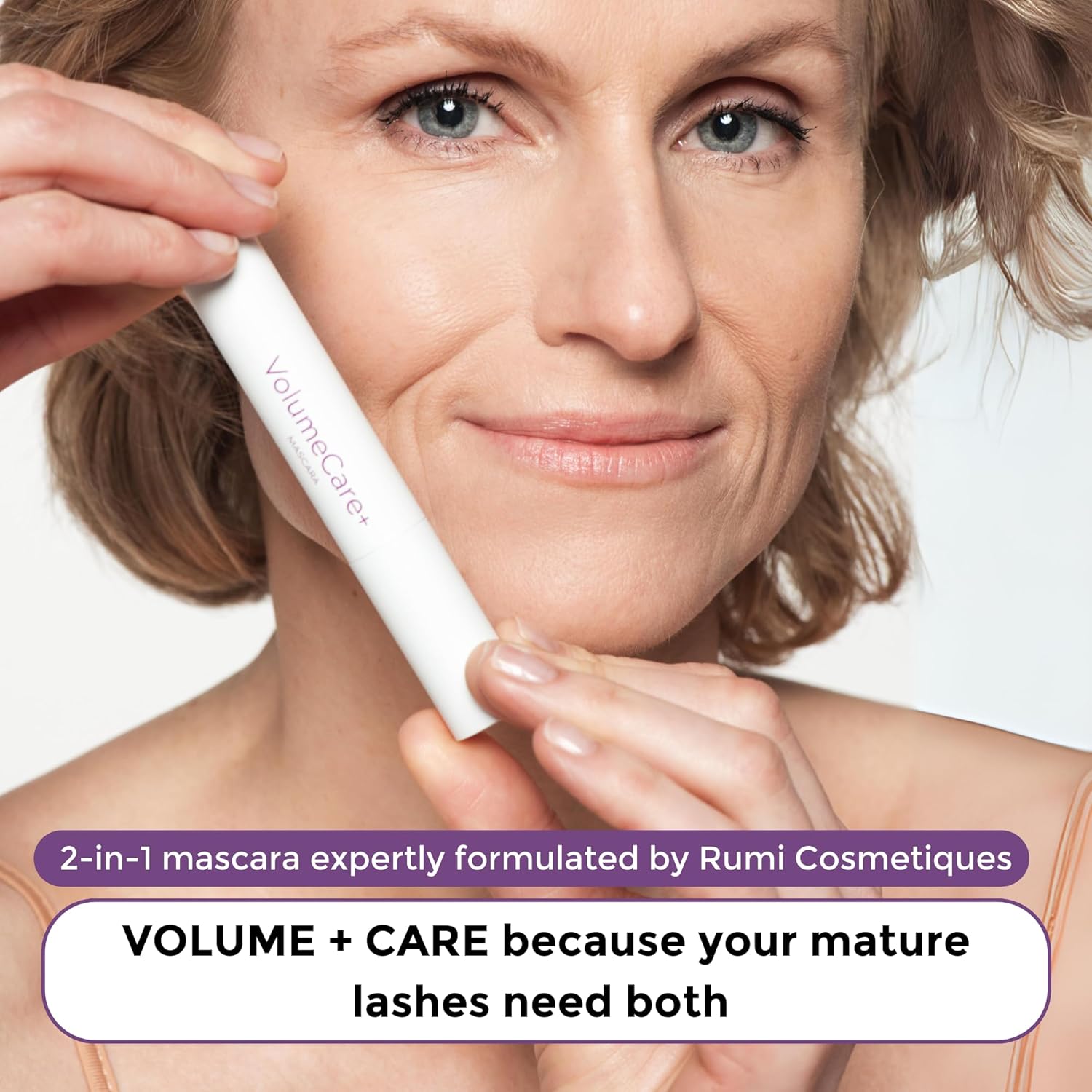 VolumeCare+ Mascara For Older Women - Extreme Length and Volume 2-in-1 Formula - No Clumps, Long-Wearing, Hypoallergenic Mascara For Sensitive Eyes (Natural Black) - Image 8