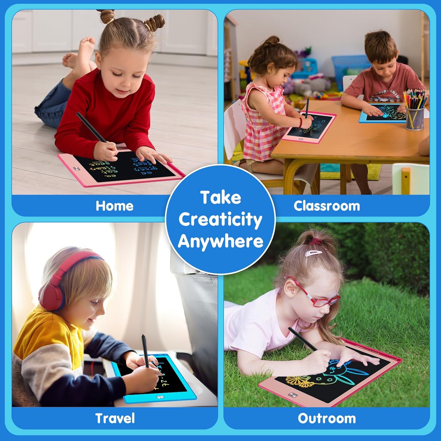 2 Pack LCD Writing Tablet for Kids,8.5 Inch Doodle Board Drawing Tablet Colorful Educational Toys for Boys Girls Reusable Road Travel Game Toy Gifts for 3 4 5 6 7 8 Years Old (Blue+Pink - Image 7