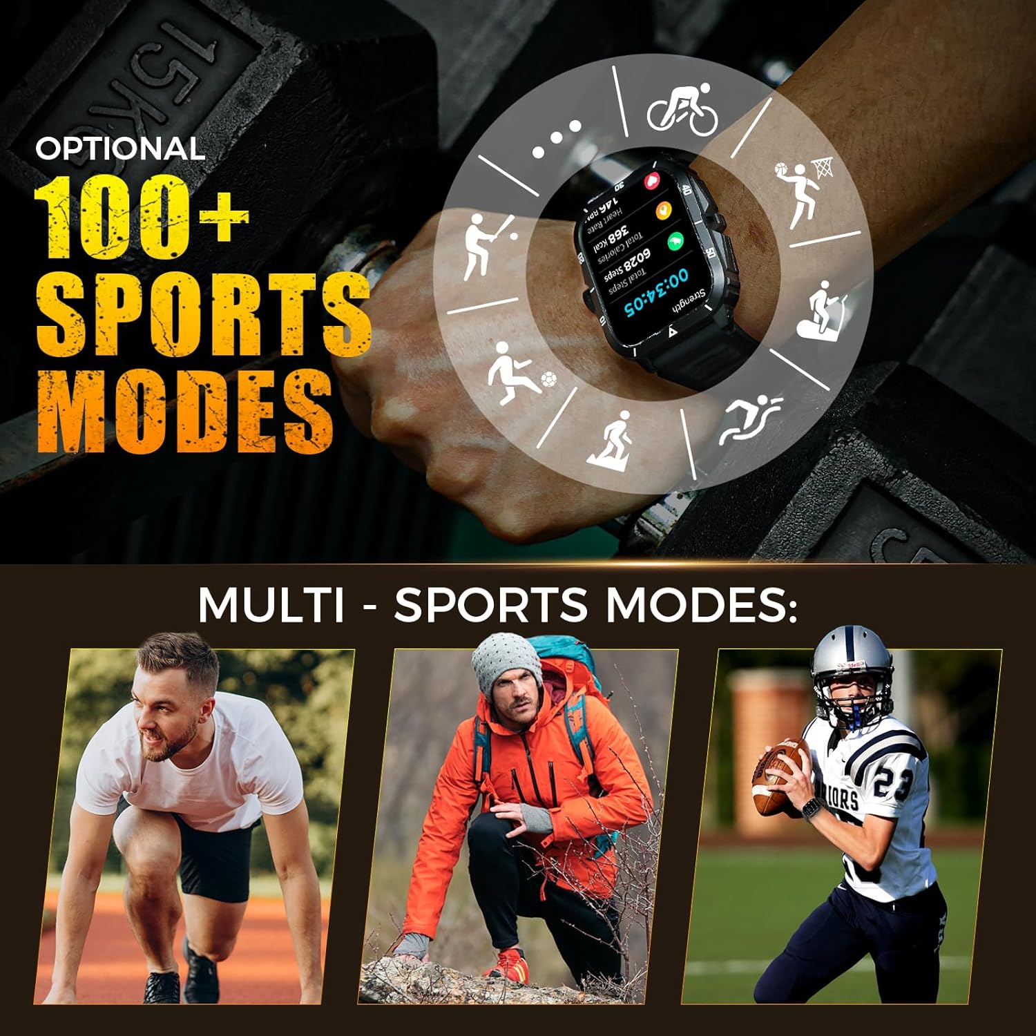 Military Smart Watch for Men 3ATM Waterproof Watch 2.0'' Big Screen Tactical Smartwatch 430mAh Fitness Tracker with Heart Rate Sleep Monitor Outdoor Answer Call for iPhone Android - Image 7