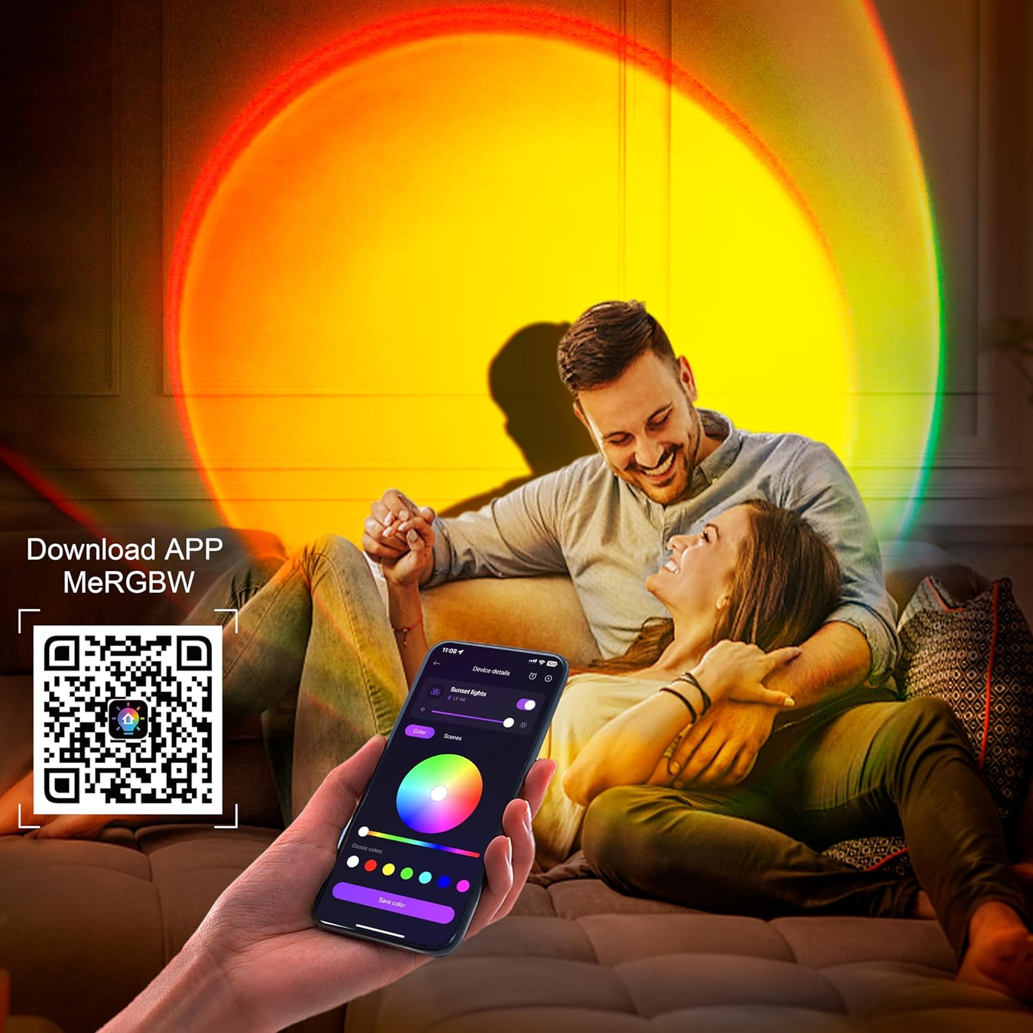 Sunset Lamp Projector Multicolor Changing LED Projection Lamp,Switch Button and APP Control 360 Degree Rotation Sunlight Lamp for Bedroom, Photography, Party, Tiktok Live, Room Decor - Image 5