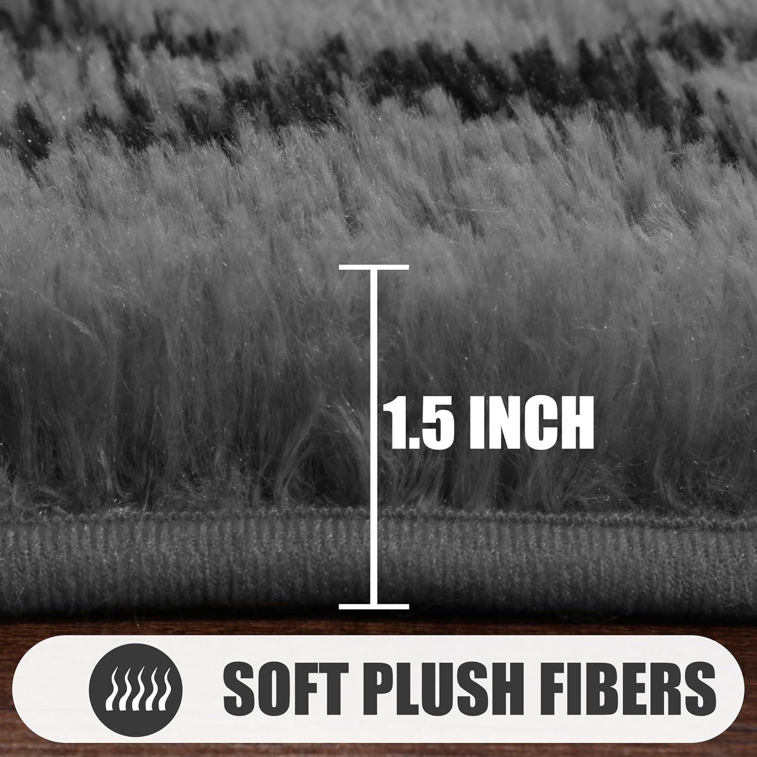 ONASAR 8x10 Area Rugs for Living Room, Fluffy Grey and Black Bedroom Rug, Washable Geometric Boho Large Soft Plush Shaggy Fuzzy Floor Carpet for Nursery Kids Classroom Playroom Dorm Home Decor - Image 3
