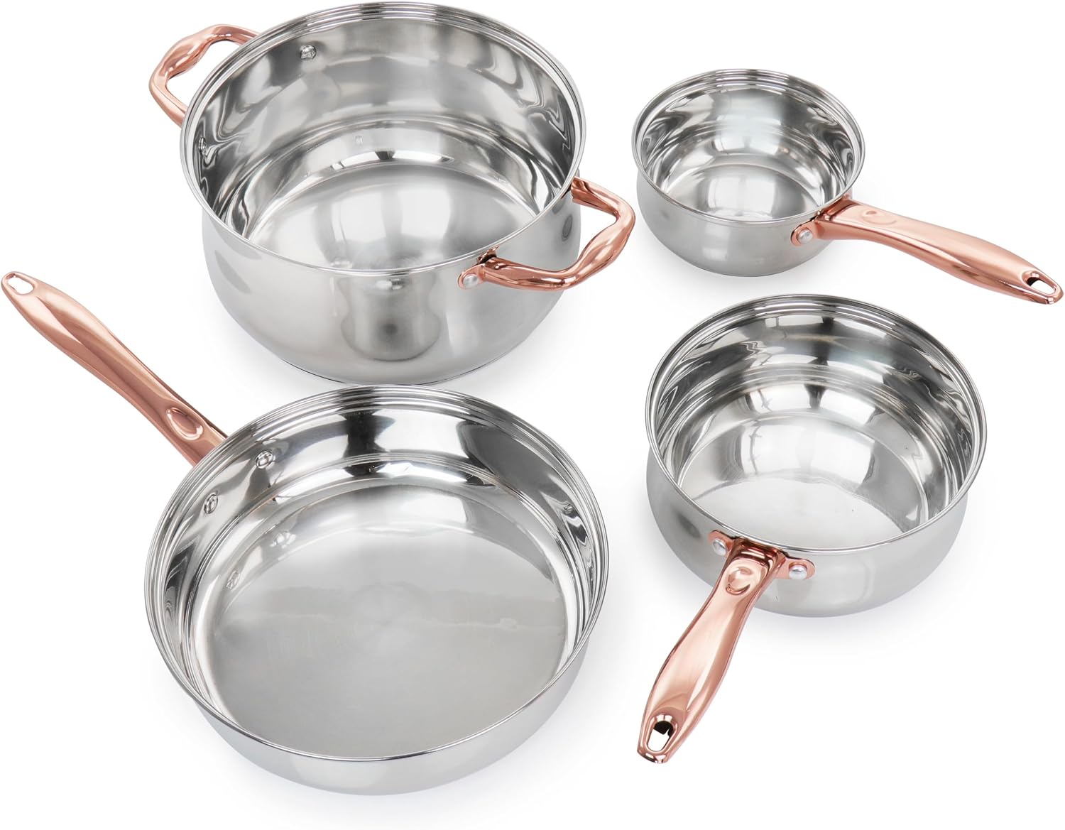 Gibson Home Bransonville 8 Piece Stainless Steel Cookware Set in Chrome and Bronze - Image 4