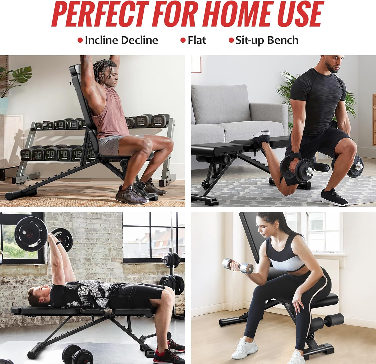 Adjustable Weight Bench for Home Gym with Headrest - Foldable Workout Bench Press, 800lb Capacity for Exercises Incline Flat Decline Sit-Ups - Image 9