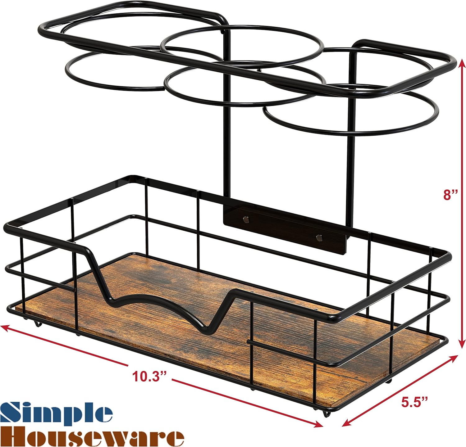 Simple Houseware Countertop Hair Tools Organizer, Walnut - Image 8