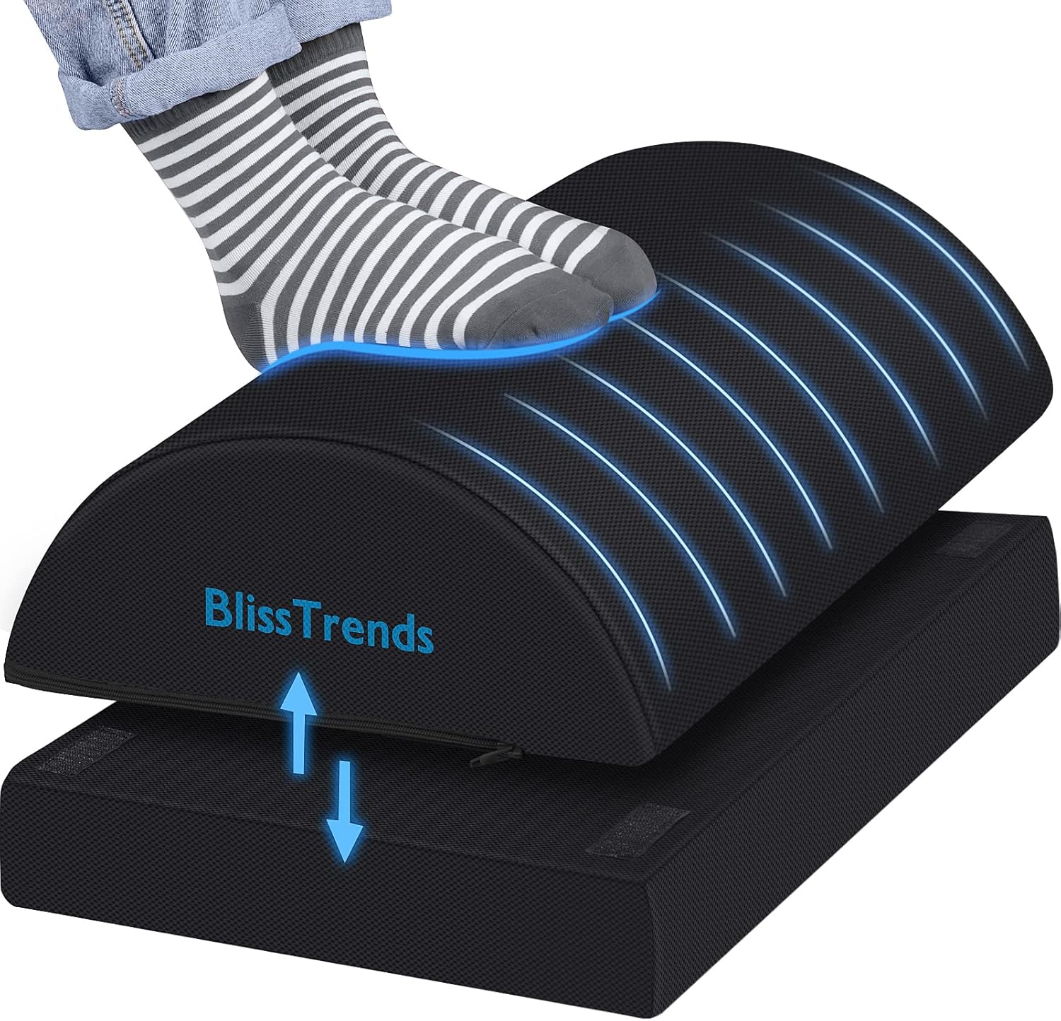 BlissTrends Foot Rest for Under Desk at Work-Versatile Foot Stool with Washable Cover-Comfortable Footrest with 2 Adjustable Heights for Car,Home and Office to Relieve Back,Lumbar,Knee Pain-Black - Image 2