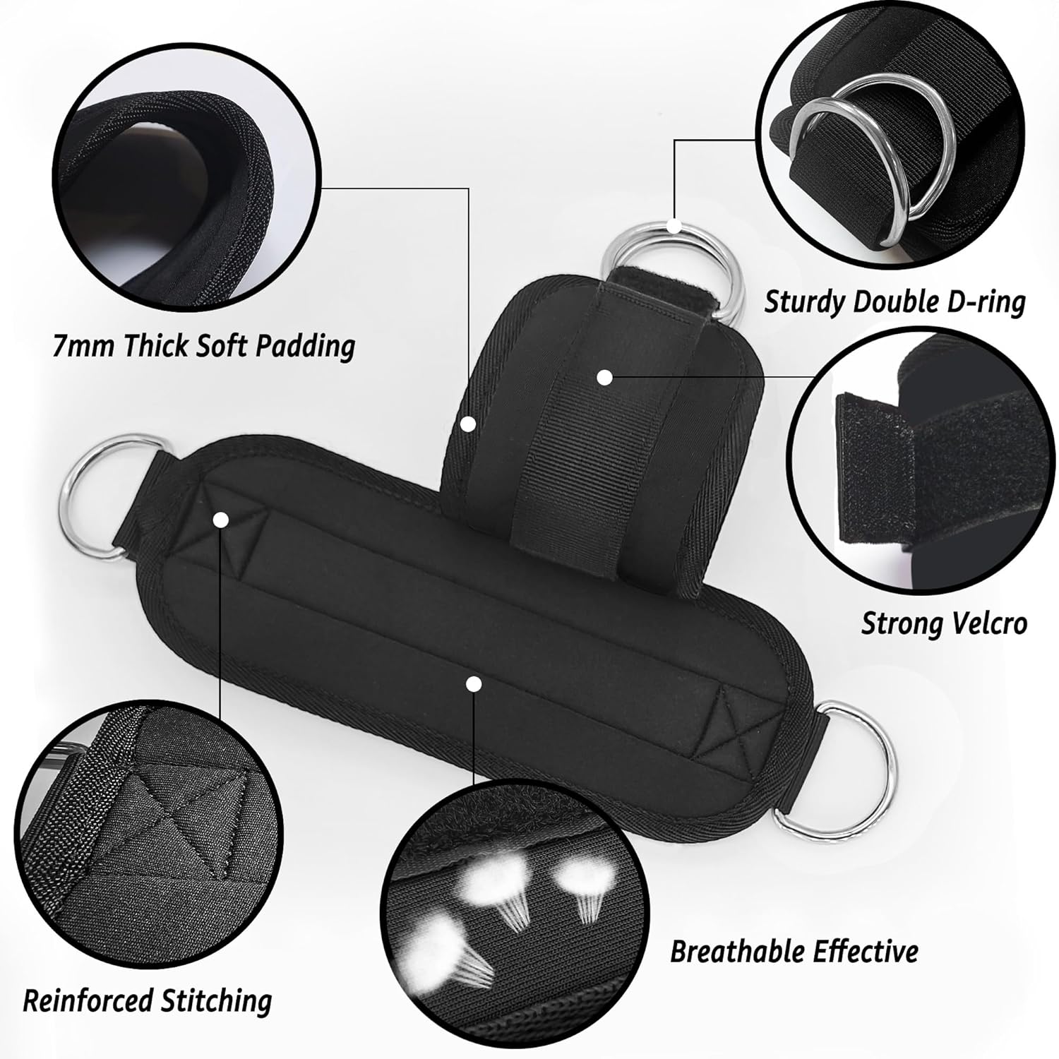 Fitness Ankle Straps for Cable Machine, Kickbacks Glute Workouts, Lower Body Exercises, Adjustable Leg Straps with Neoprene Padding Men Women - Image 3
