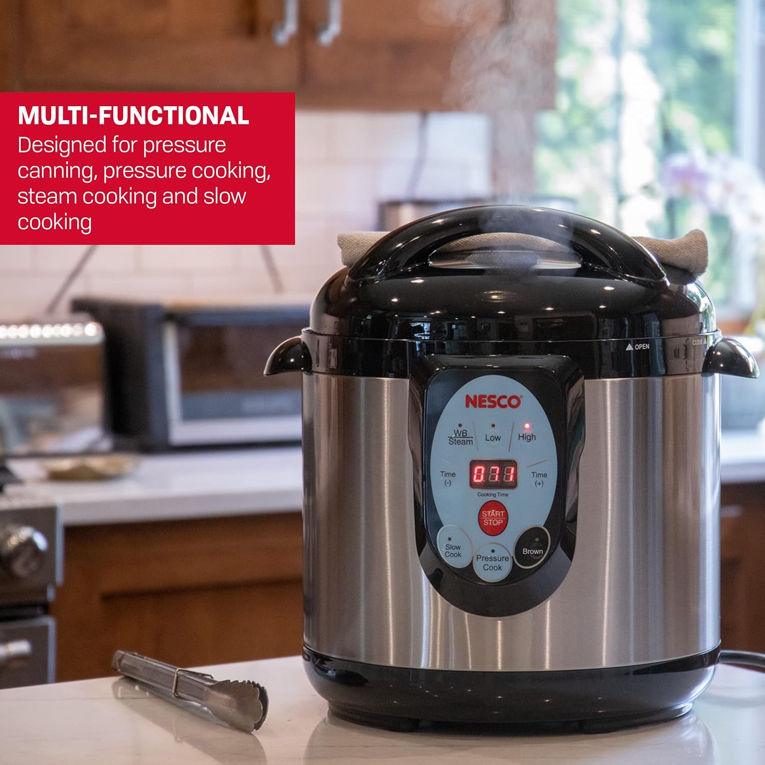 NESCO NPC-9 Smart Electric Pressure Cooker and Canner, 9.5 Quart, Stainless Steel - Image 3
