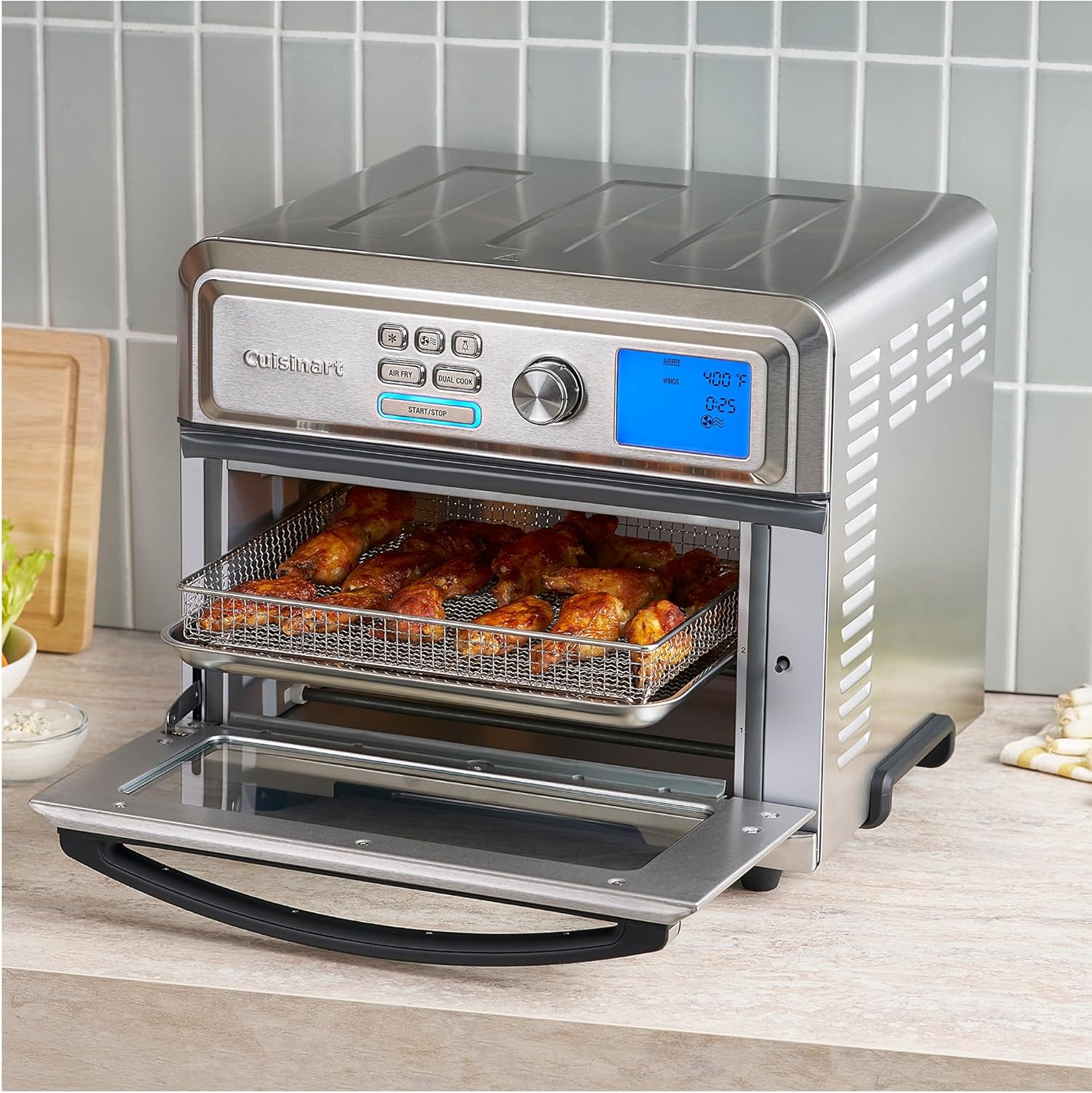 Cuisinart Air Fryer Toaster Oven, Digital Display, 1800 Watt Air Fryer Toaster Oven Combo with Adjustable Temperature and Controls, Stainless Steel Small Kitchen Appliance, TOA-65,Silver - Image 3