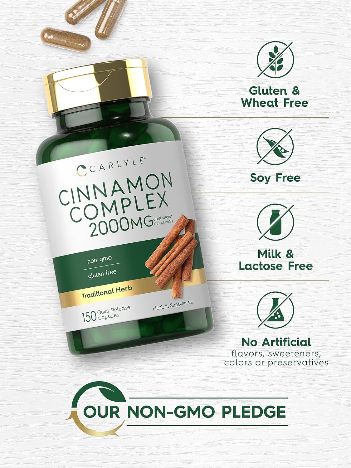 Carlyle Ceylon Cinnamon Complex with Gymnema and Mulberry | 150 Capsules | Non-GMO, Gluten Free Supplement - Image 6