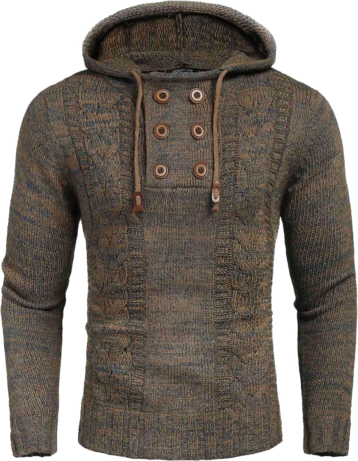 COOFANDY Men's Knitted Hoodies Pullover Casual Long Sleeve Turtleneck Sweaters - Image 2