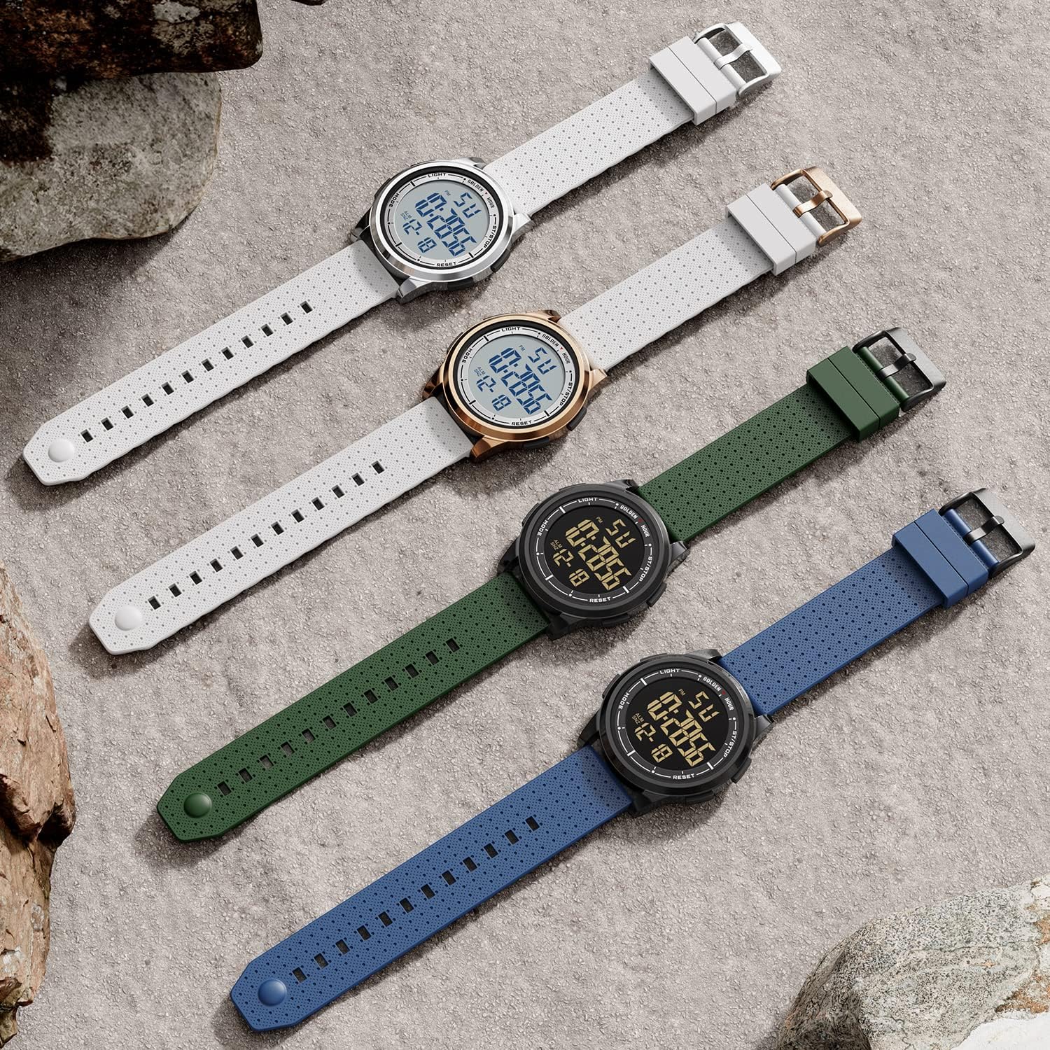 GOLDEN HOUR Ultra-Thin Minimalist Sports Waterproof Digital Watches Men with Wide-Angle Display Rubber Strap Wrist Watch for Men Women - Image 7