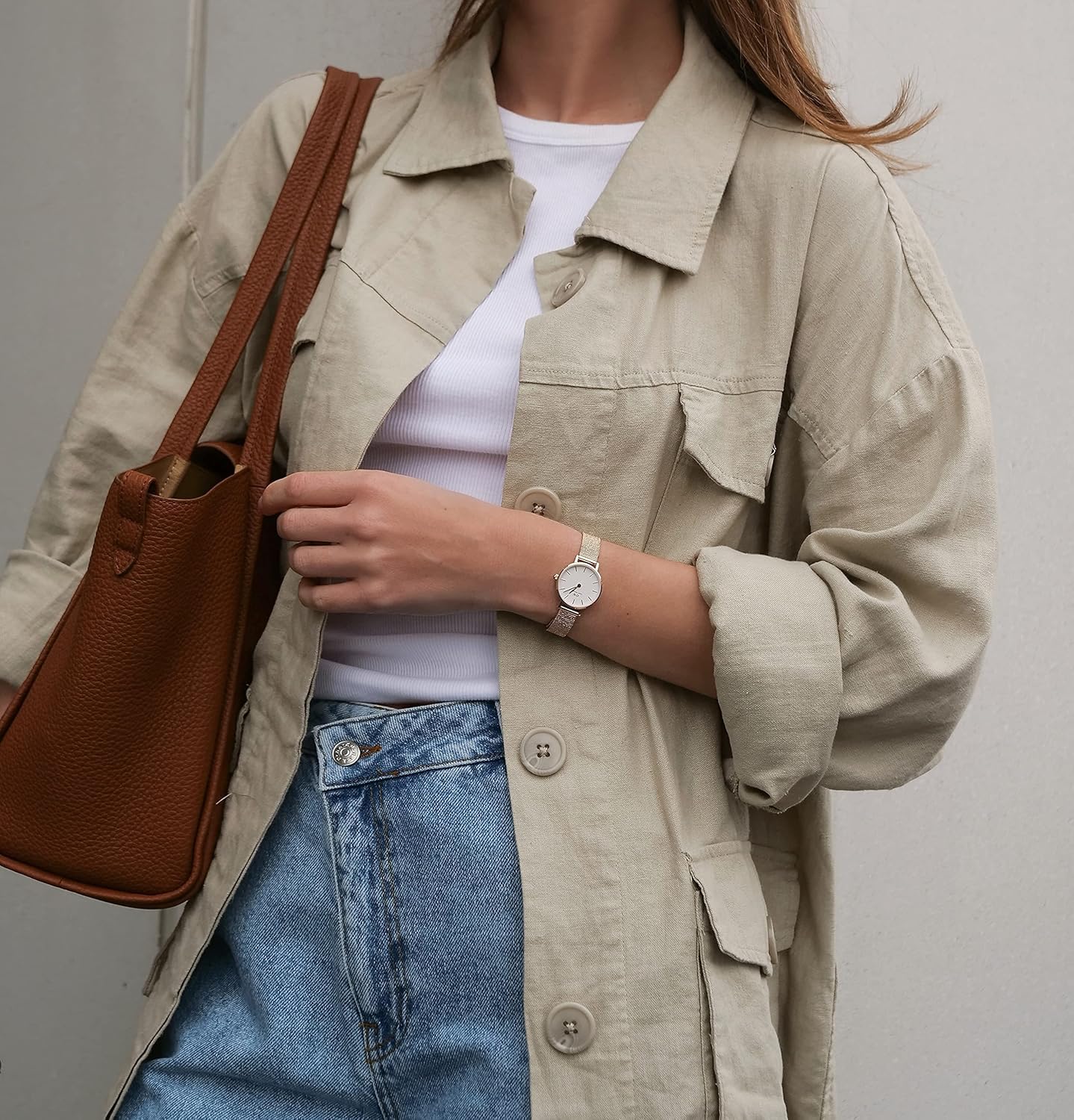 Daniel Wellington Petite Pressed Melrose 24mm Women's Watch, Stainless Steel (316L) Rose Gold Watch for Women - Image 6