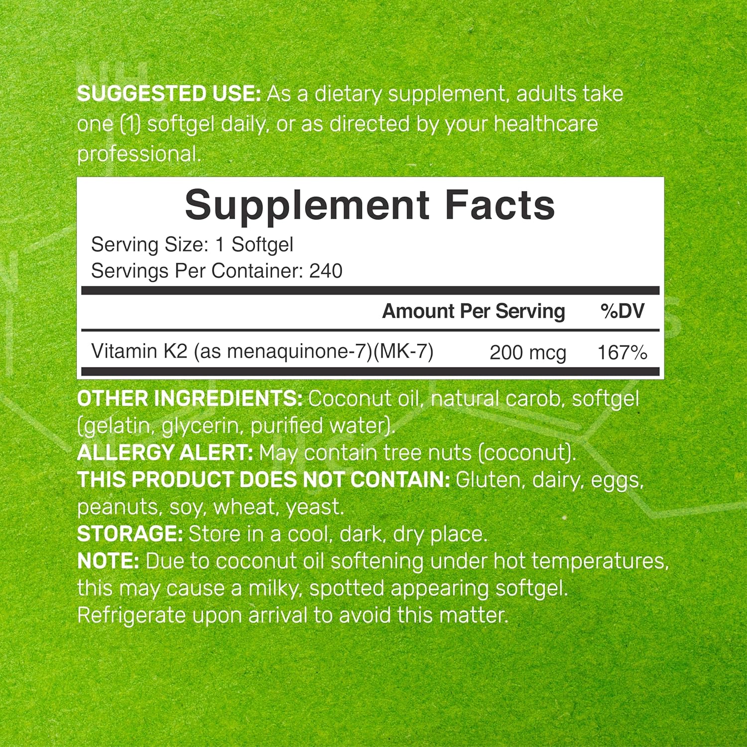 Vitamin K2 MK-7, Infused with Virgin Coconut Oil Softgels | Premium Menaquinone-7 Form, Easily Absorbed Vitamin K Supplement – Bone, Joint, & Immune Support – Non-GMO - Image 3