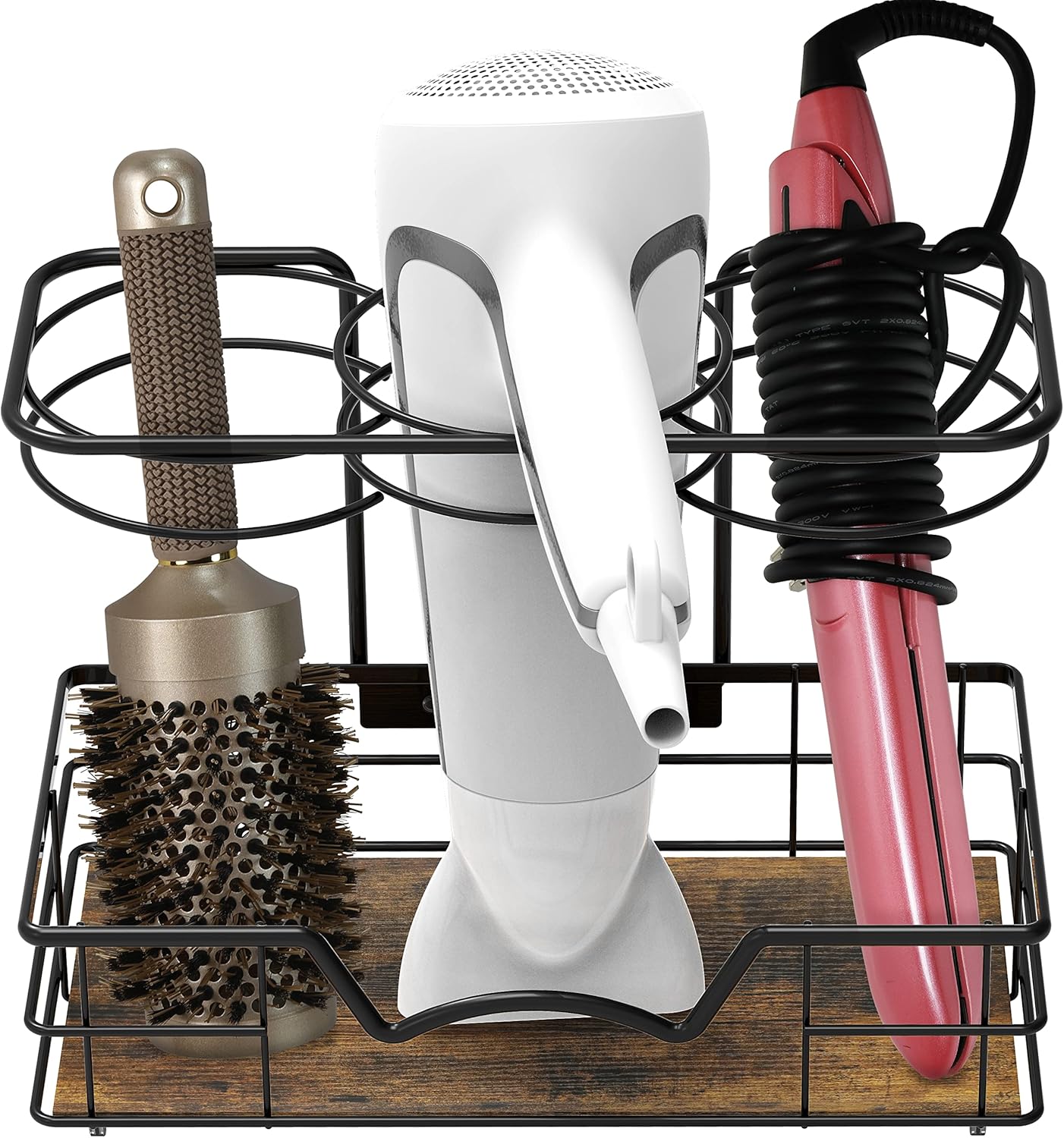 Simple Houseware Countertop Hair Tools Organizer, Walnut - Image 2