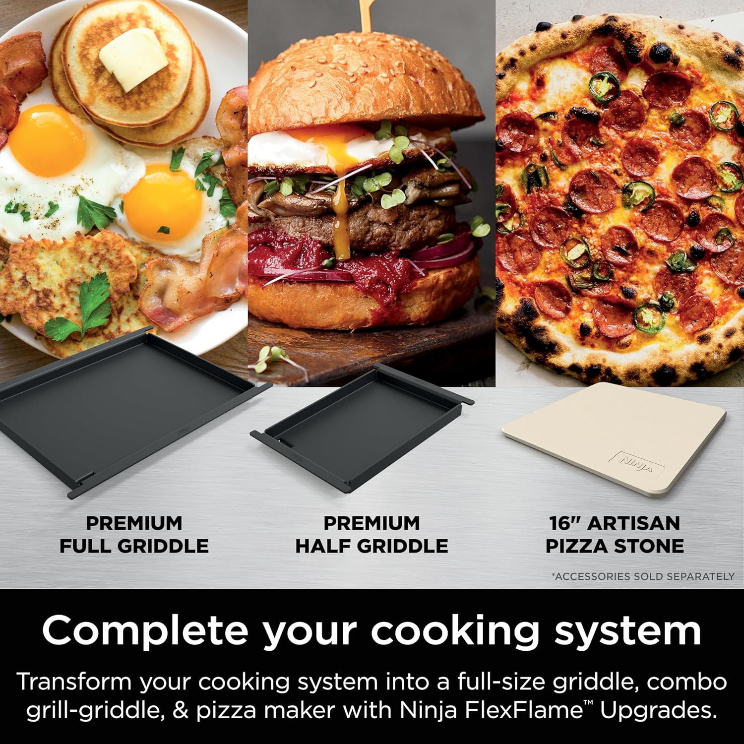 Ninja FlexFlame, Grill and Smoker, Electric and Propane Grill, Roaster, BBQ Grill, 5-in-1 Cooking System, 3 Burner, Digital Control, Outdoor Cooking, Griddle, Pizza Maker, Stainless Steel, PG301 - Image 7