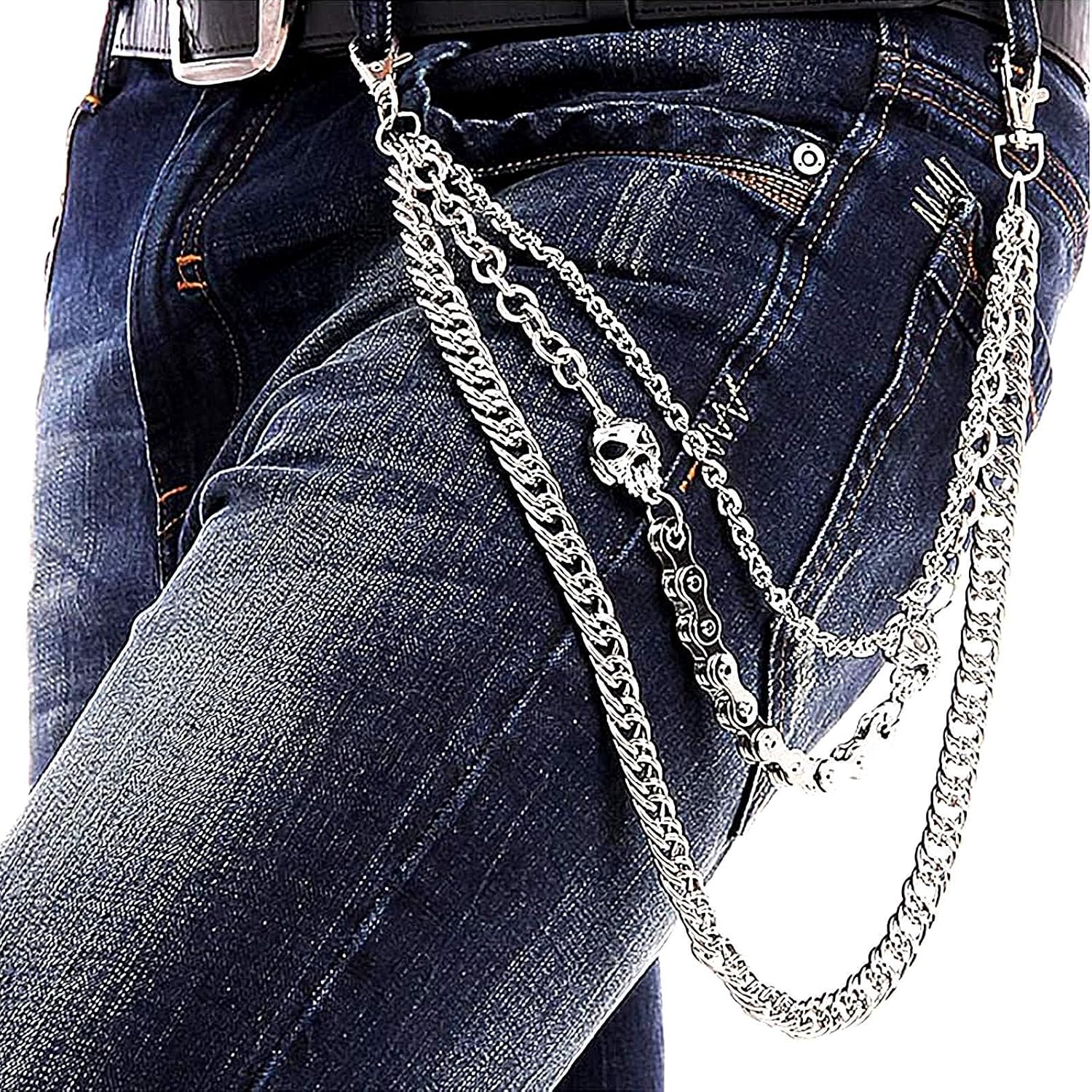 Pants Chain for Men Women,Biker Skull Chain Wallet,Long Cool EMO Punk Trousers Pocket Belt Key Chains for Hip Hop Rock Jean Gothic - Image 9
