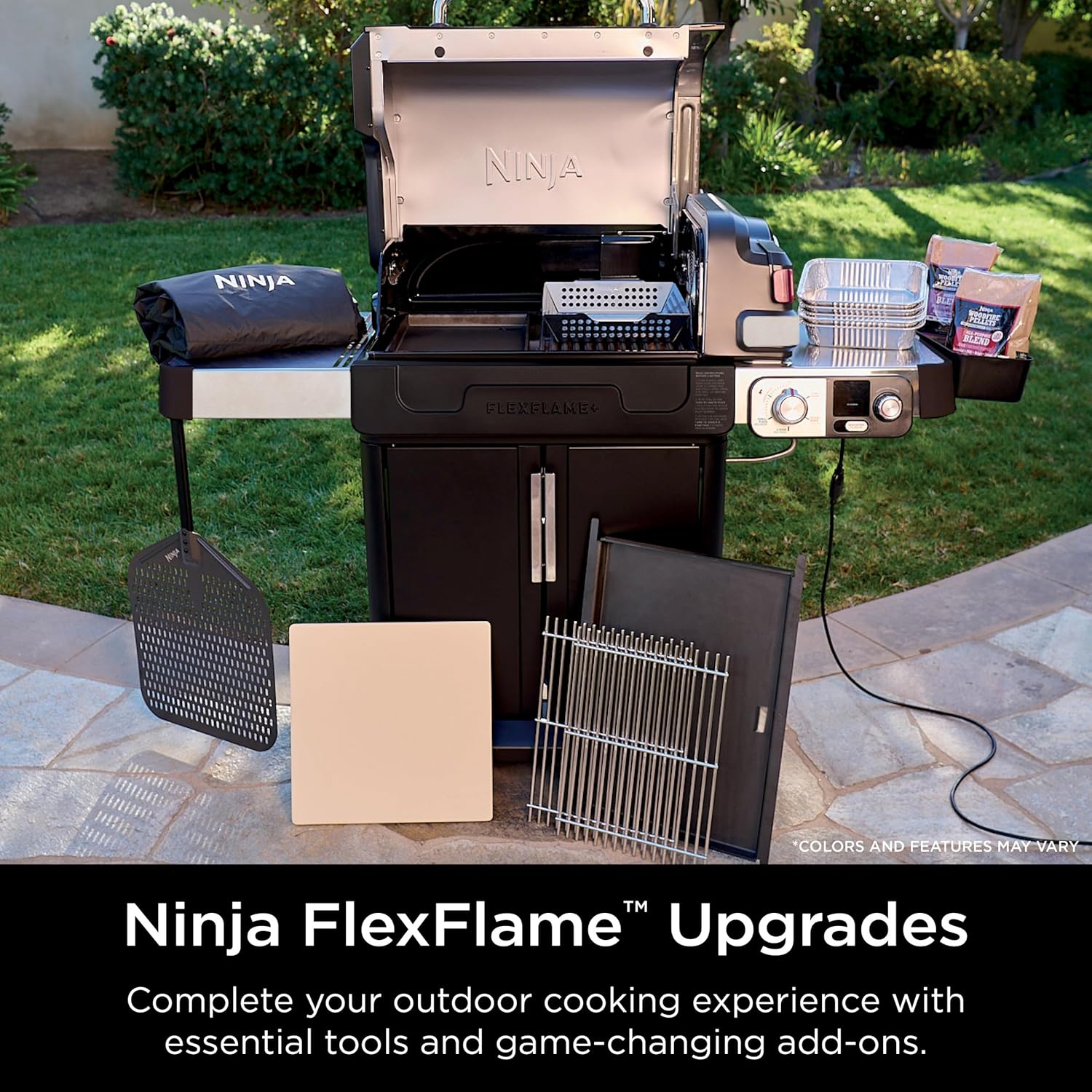 Ninja FlexFlame, Grill and Smoker, Electric and Propane Grill, Roaster, BBQ Grill, 5-in-1 Cooking System, 3 Burner, Digital Control, Outdoor Cooking, Griddle, Pizza Maker, Stainless Steel, PG301 - Image 14