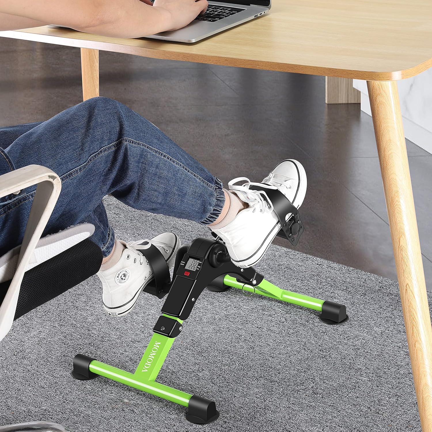 Pedal Exerciser Desk Exercise Bike Leg and Arm Bike with LCD Monitor Foldable (black/green) - Image 10