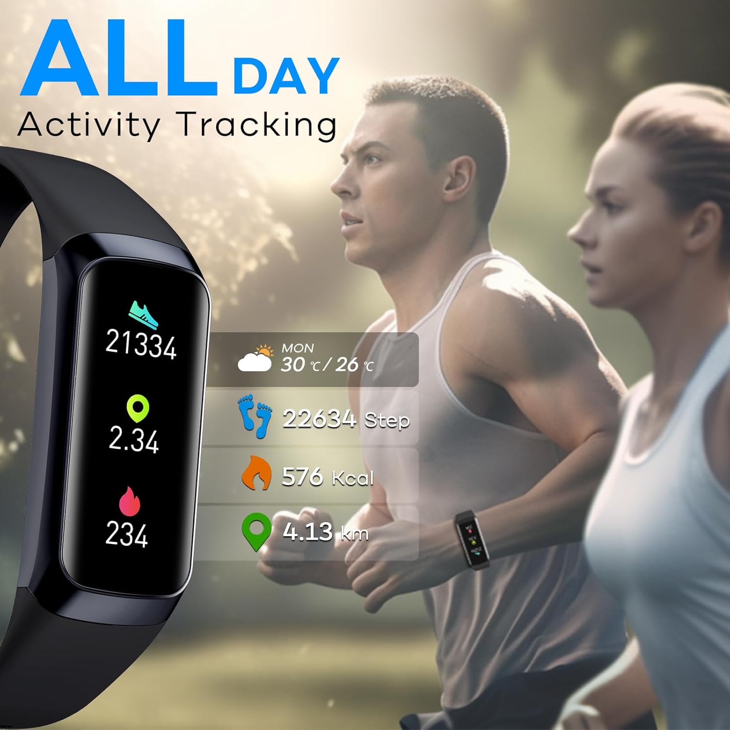 Fitness Tracker Men Women,2025 Smart Watch with Blood Pressure Heart Rate & Sleep Monitor IP67 Waterproof Step Calorie Counter Pedometer Fitness Activity Watch Health Watch for iOS Android Phone - Image 3