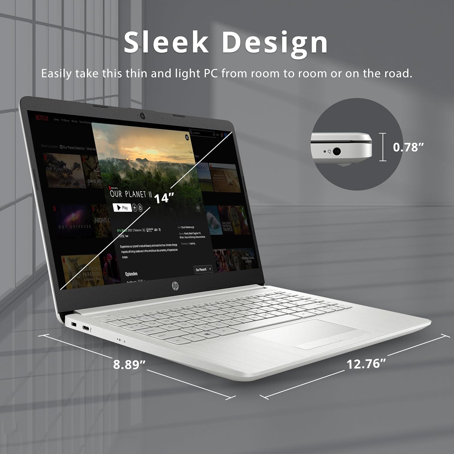 HP Premium Stream 14" HD BrightView Laptop, Intel Celeron N4120, 4GB RAM, 64GB eMMC, Intel UHD Graphics, HD Webcam, 1 Year Office 365, Bluetooth, WiFi, HDMI, Win 11s, Silver, 32GB Hotface USB Card - Image 9