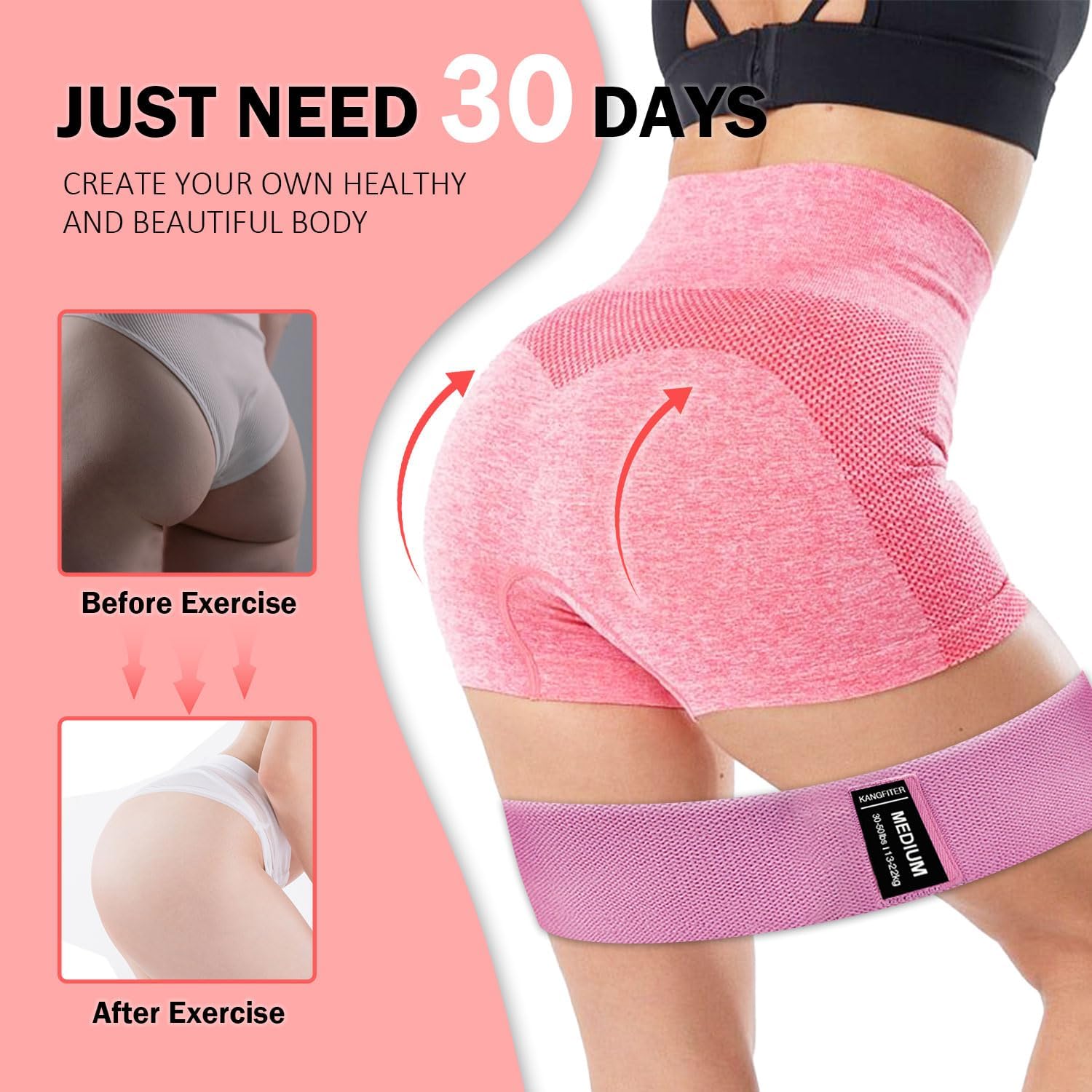 Non-Slip Fabric Resistance Bands for Working Out, Loop Exercise Bands for Booty Leg, Butt, Glute, Stretch Workout Bands for Women & Men, Hip Elastic Bands for Home Gym Fitness, Yoga, Pilates - Image 7