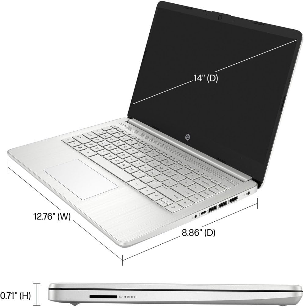 HP 14" Laptop Ultral Light for Students and Business, Quad-Core Intel Celeron Processor, 8GB RAM, 192GB Storage (128GB eMMC + 64GB Ghost Manta SD Card), HDMI, WiFi, USB-A&C, Win 11 - Image 9